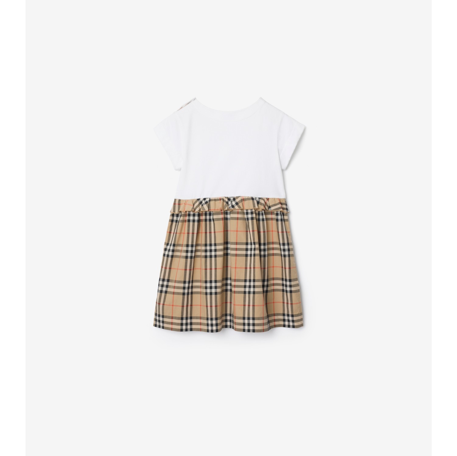Check Trim Stretch Cotton Dress