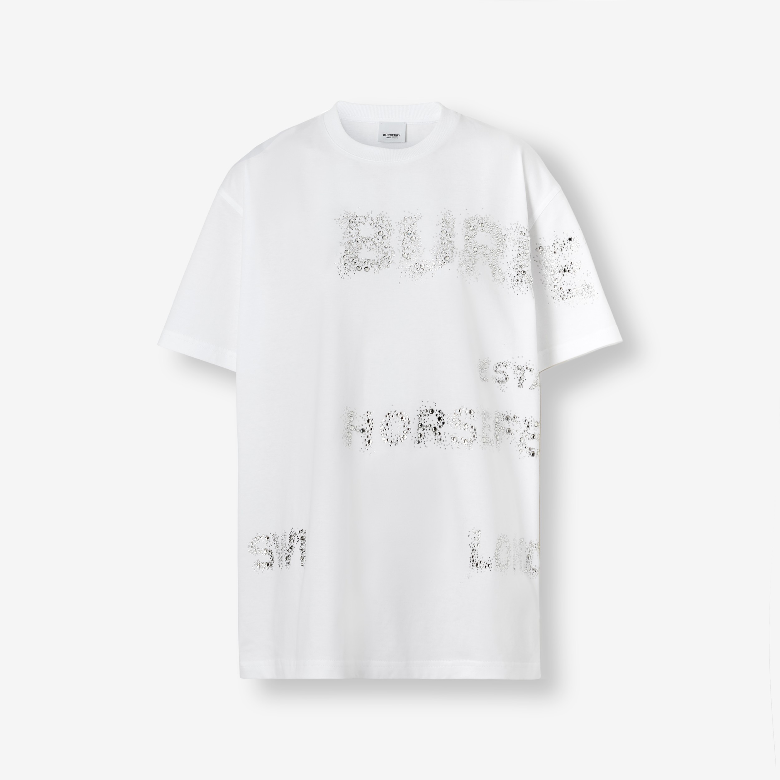 Crystal Horseferry Cotton Oversized T-shirt in White - Women | Burberry®  Official