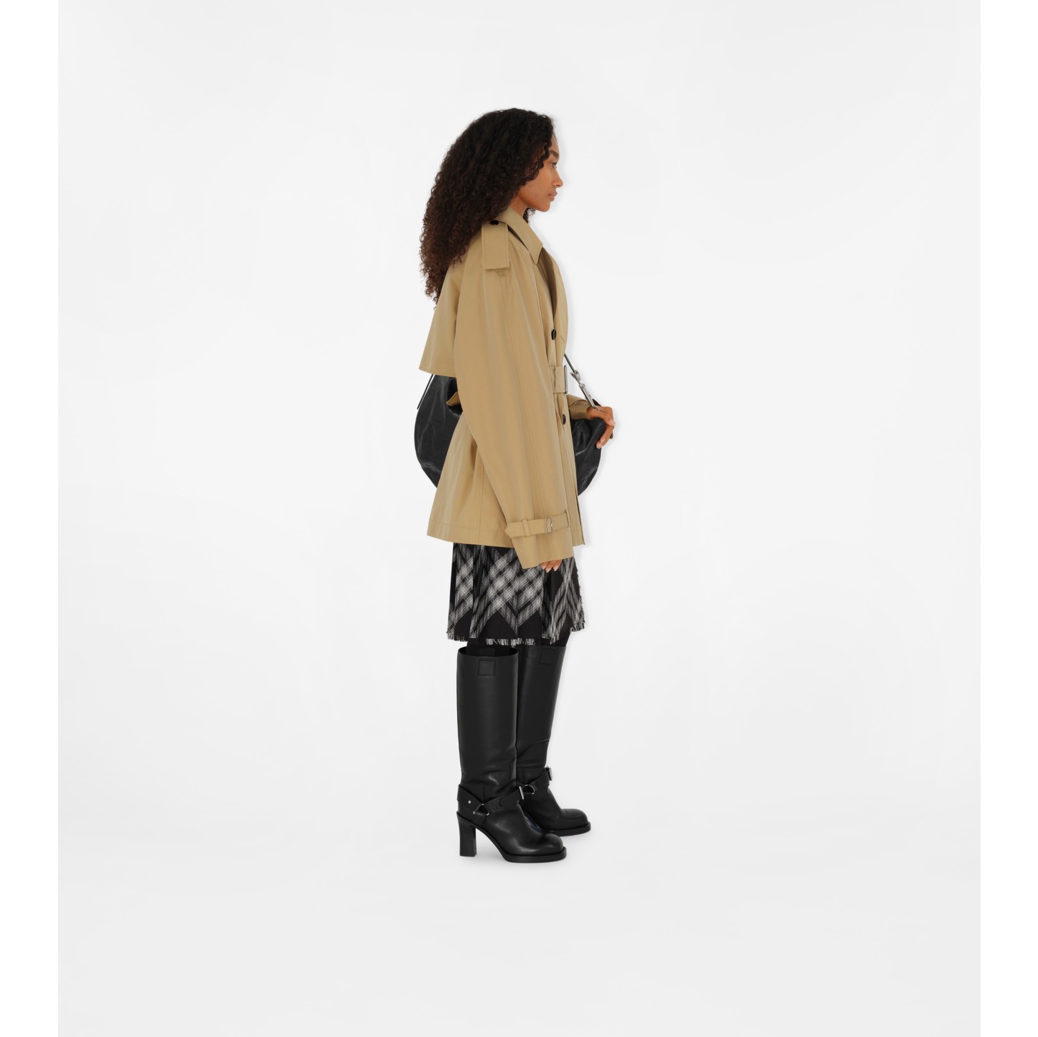 Short Gabardine Trench Coat in Flax - Women, Cotton Gabardine | Burberry® Official