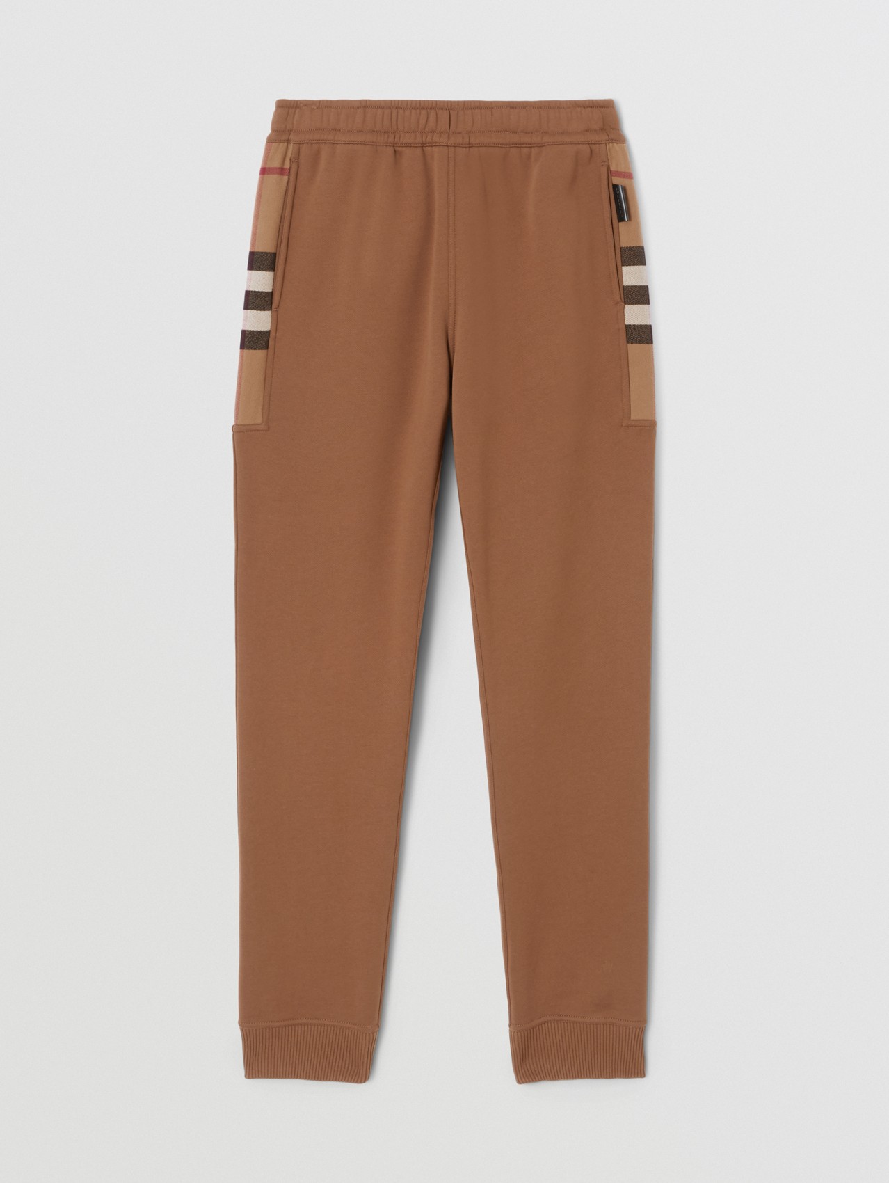 Pantaloni da jogging in misto cotone con inserti con motivo tartan (Marrone Betulla Scuro)