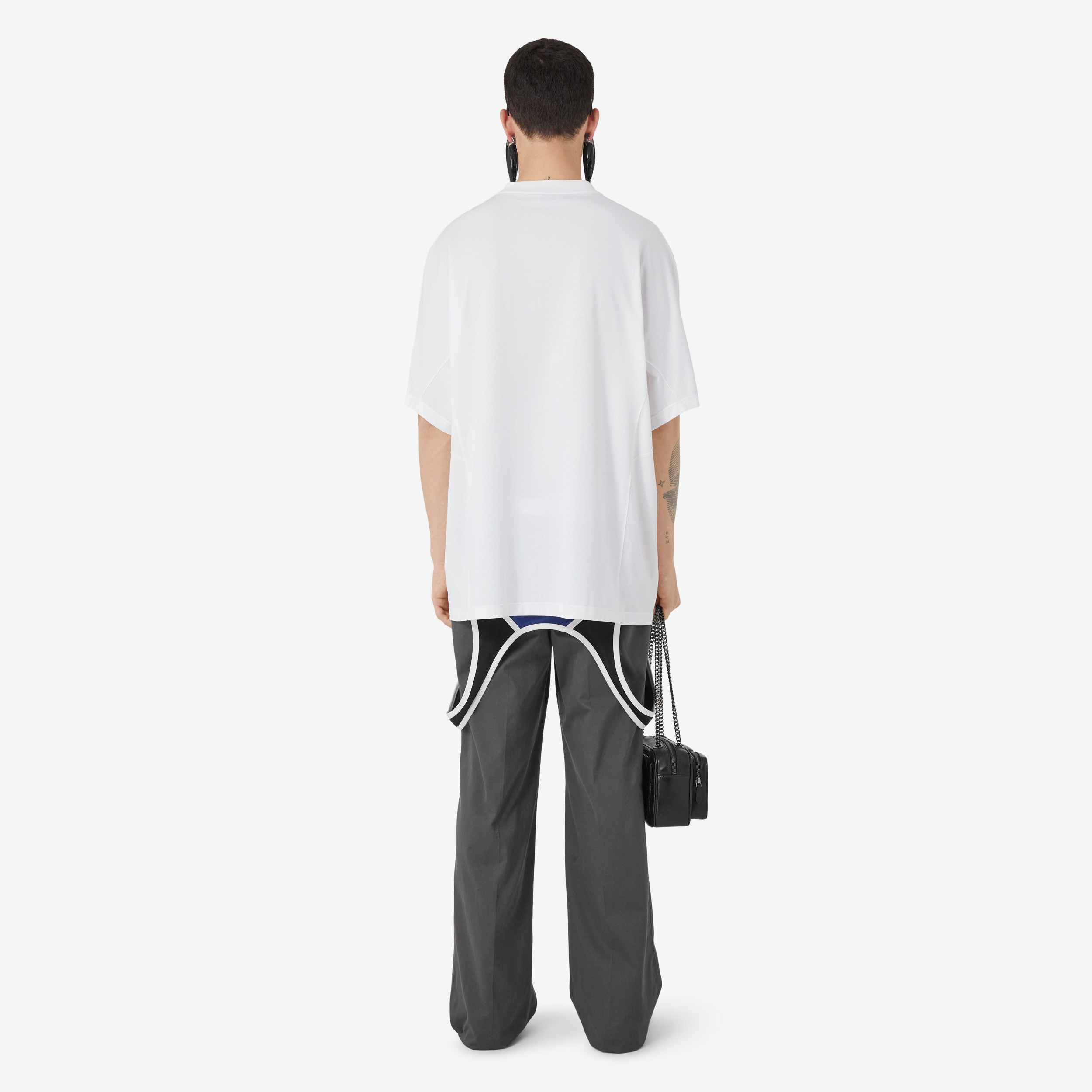 T-shirt oversize en coton à logo et motif d'épines (Blanc) - Homme | Site officiel Burberry® - 4