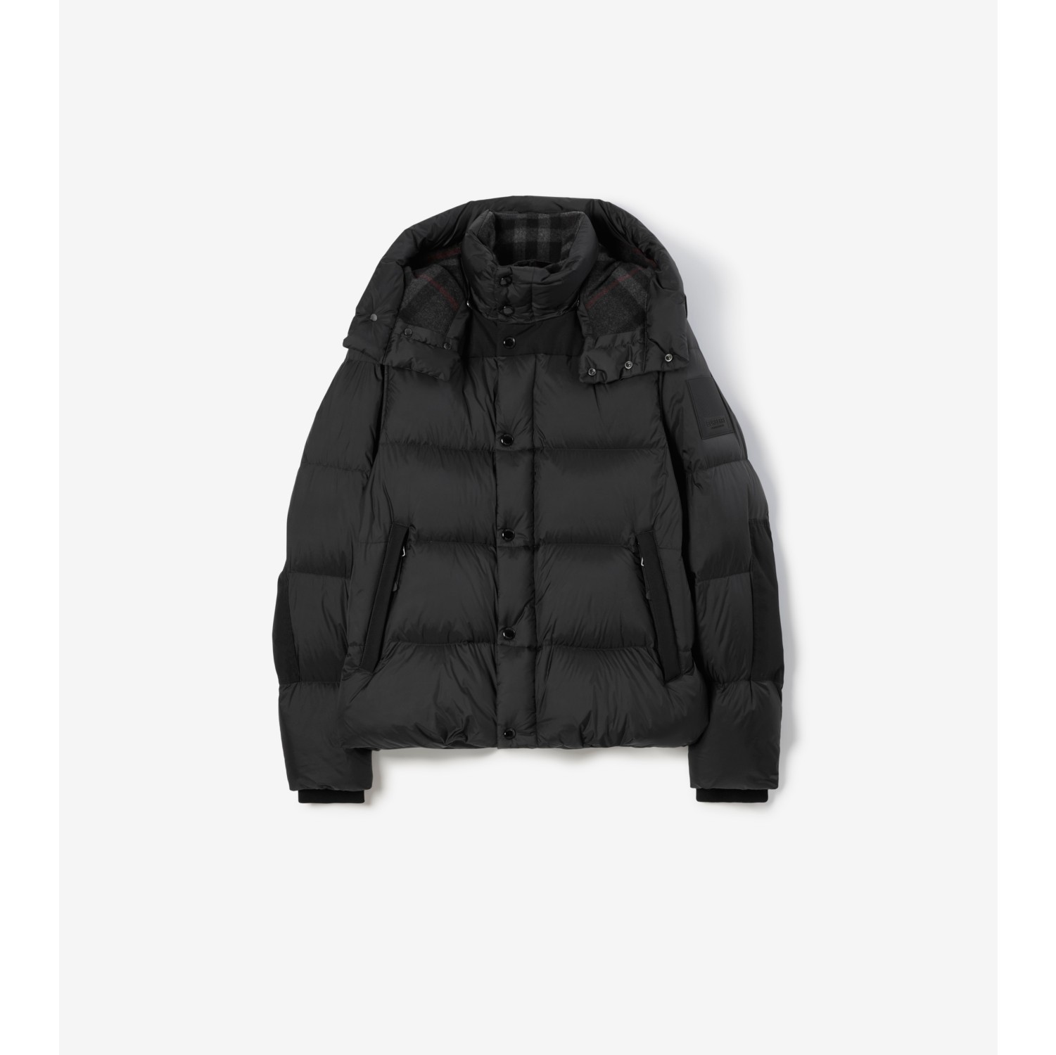 Detachable Sleeve Hooded Puffer Jacket in Black - Men