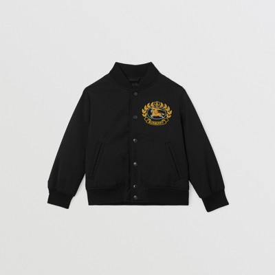 Burberry Equestrian Knight-print Bomber Jacket In Black