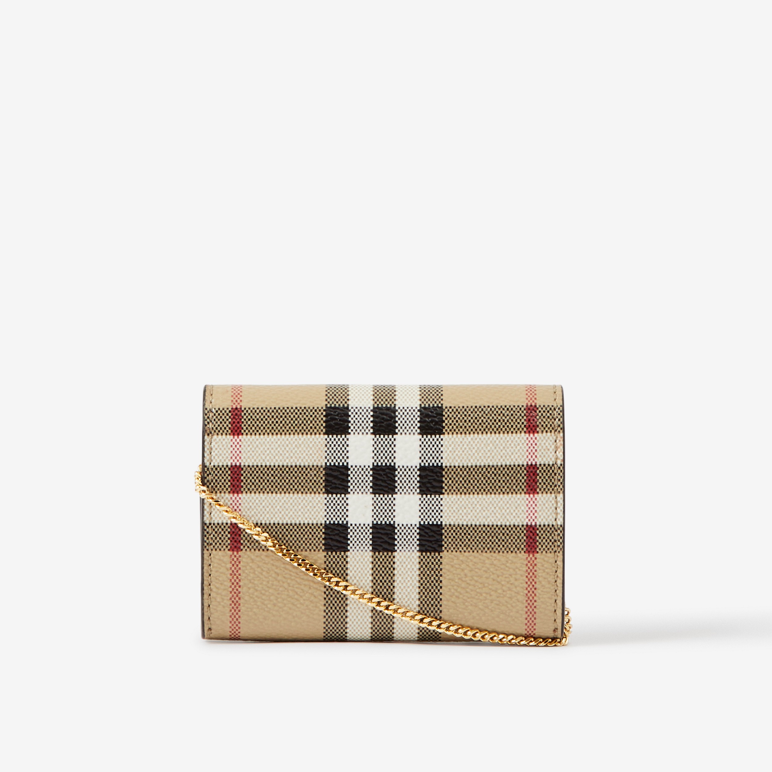 Check Card Case with Detachable Chain Strap in Archive Beige - Women | Burberry® Official - 3