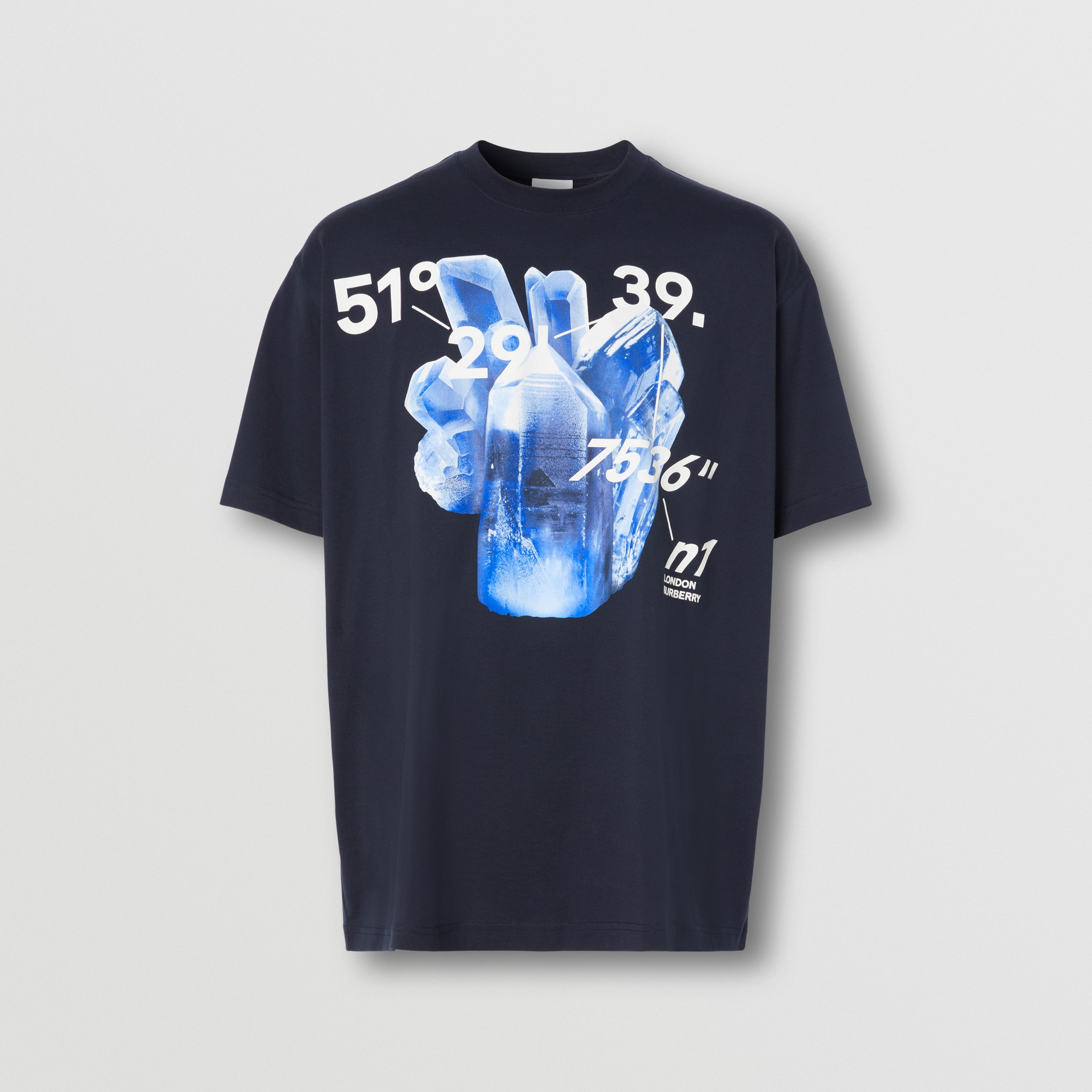 T-Shirt mit Kristallmotiv und Koordinatenschriftzug (Dunkles Anthrazitblau) - Herren | Burberry® - 4