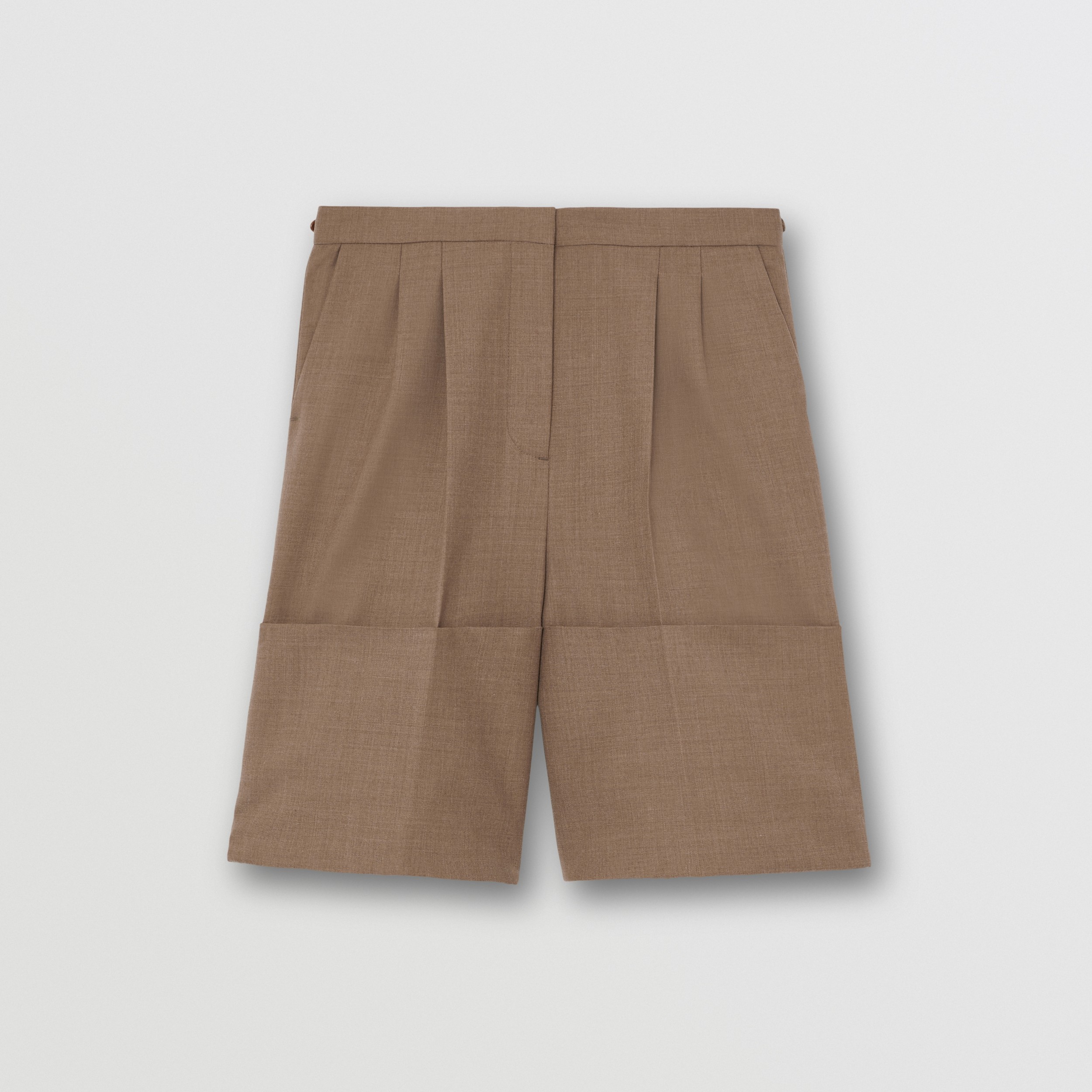 Pantalones cortos de vestir en lana bajos vueltos (Taupe - Mujer | Burberry® oficial