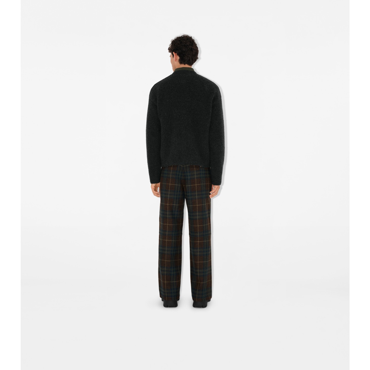 Check Wool Zip Trousers