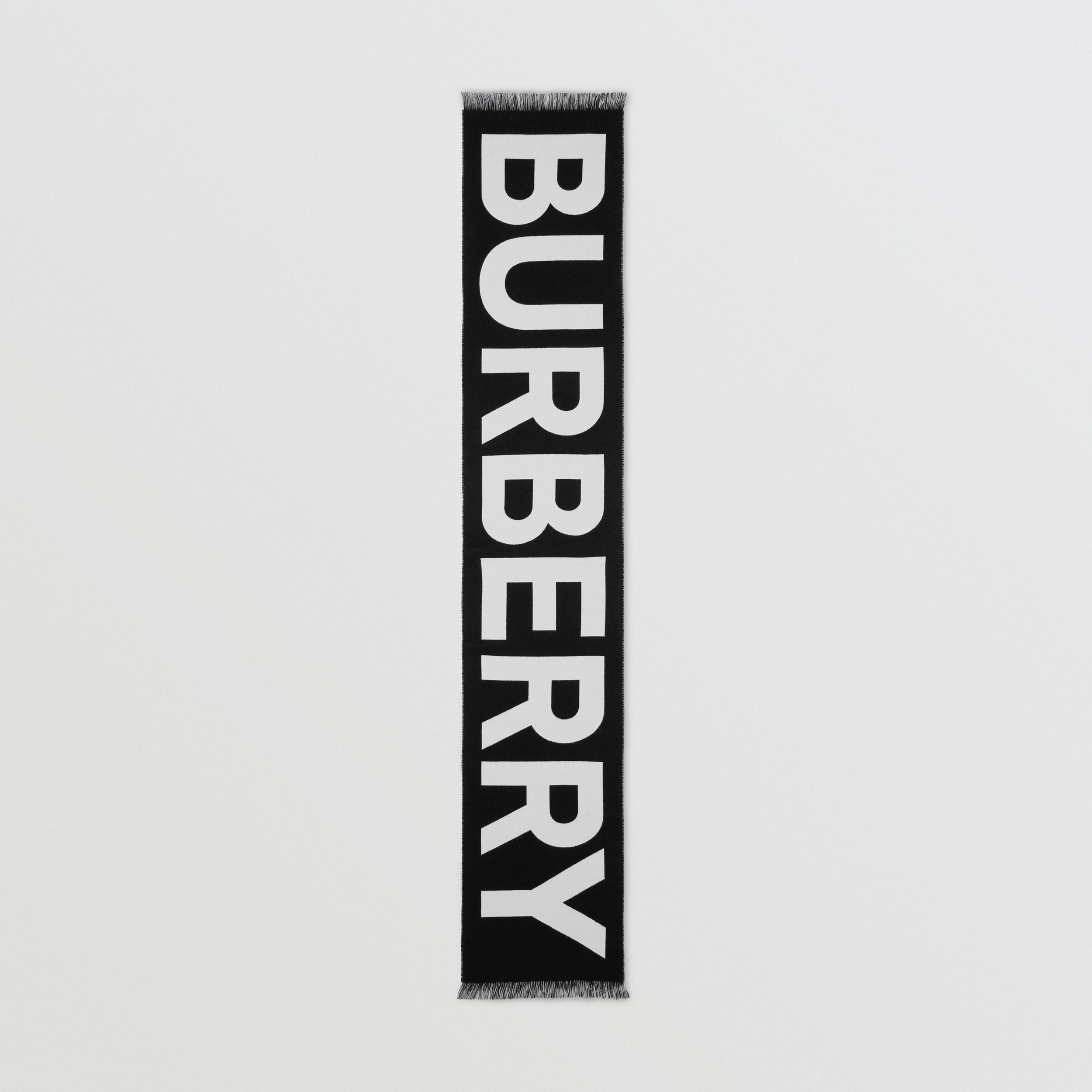 Logo Wool Jacquard Scarf in Black | Burberry® Official - 4