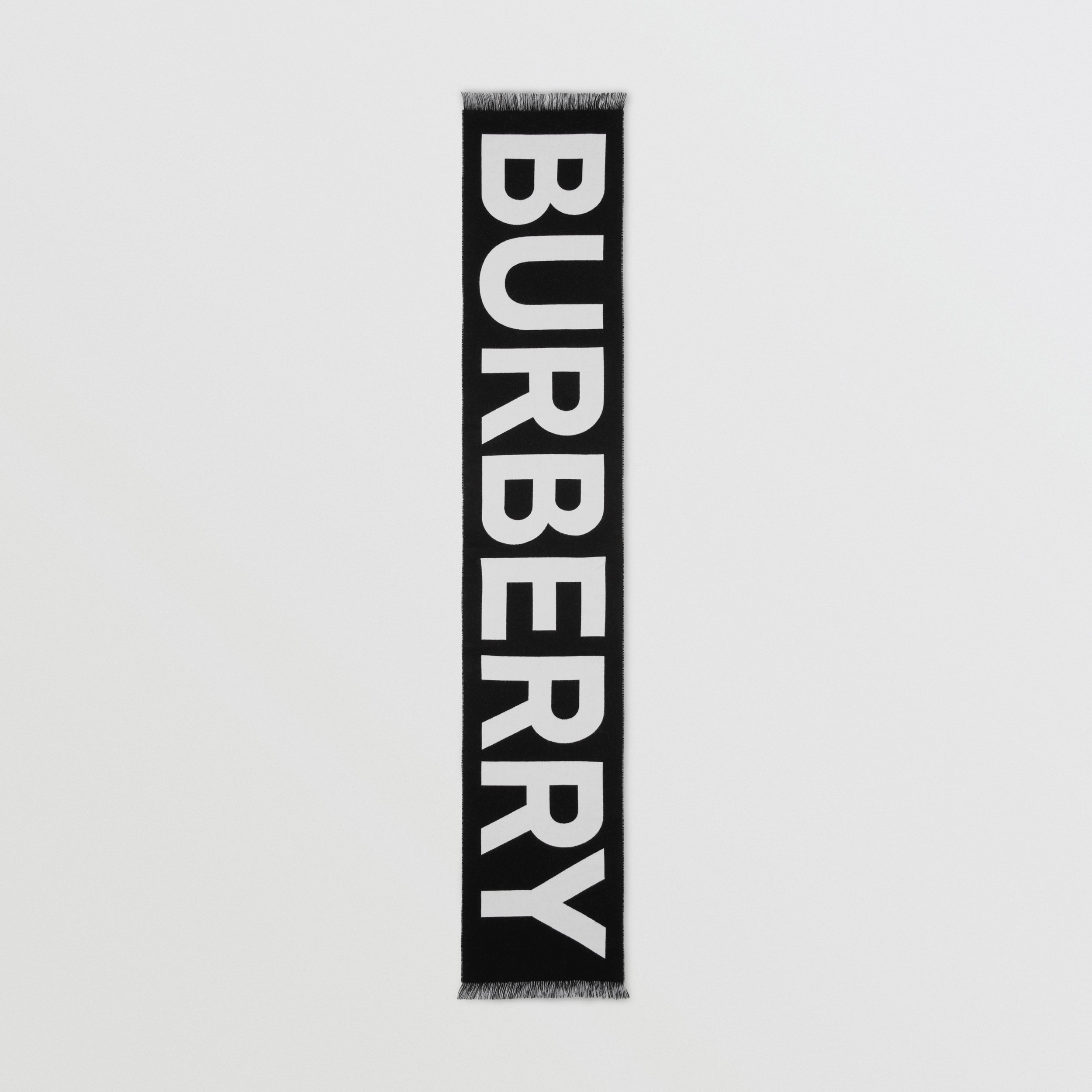 Logo Wool Jacquard Scarf in Black | Burberry® Official