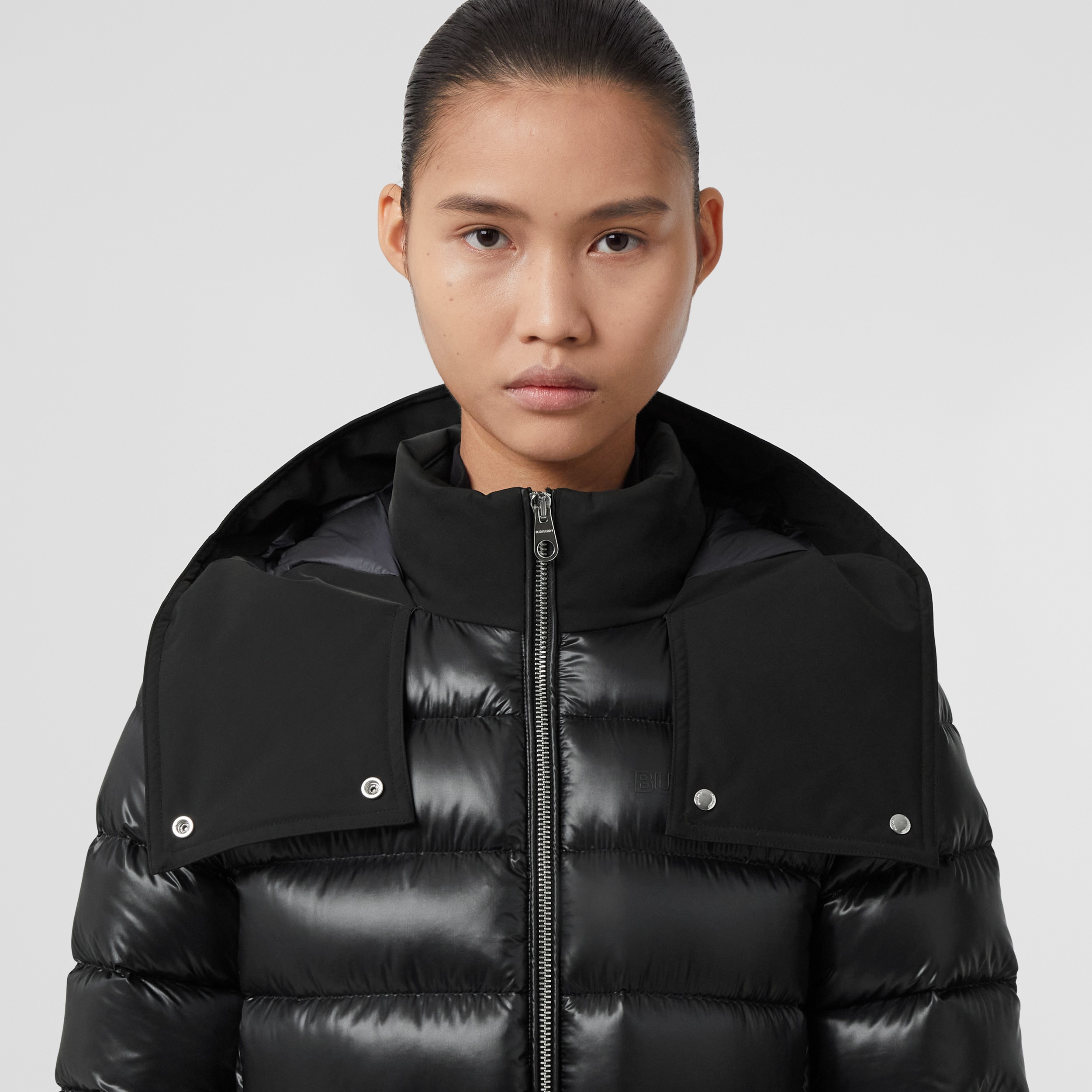 Contrast Hood Nylon Belted Puffer Jacket in Black - Women | Burberry® Official - 2
