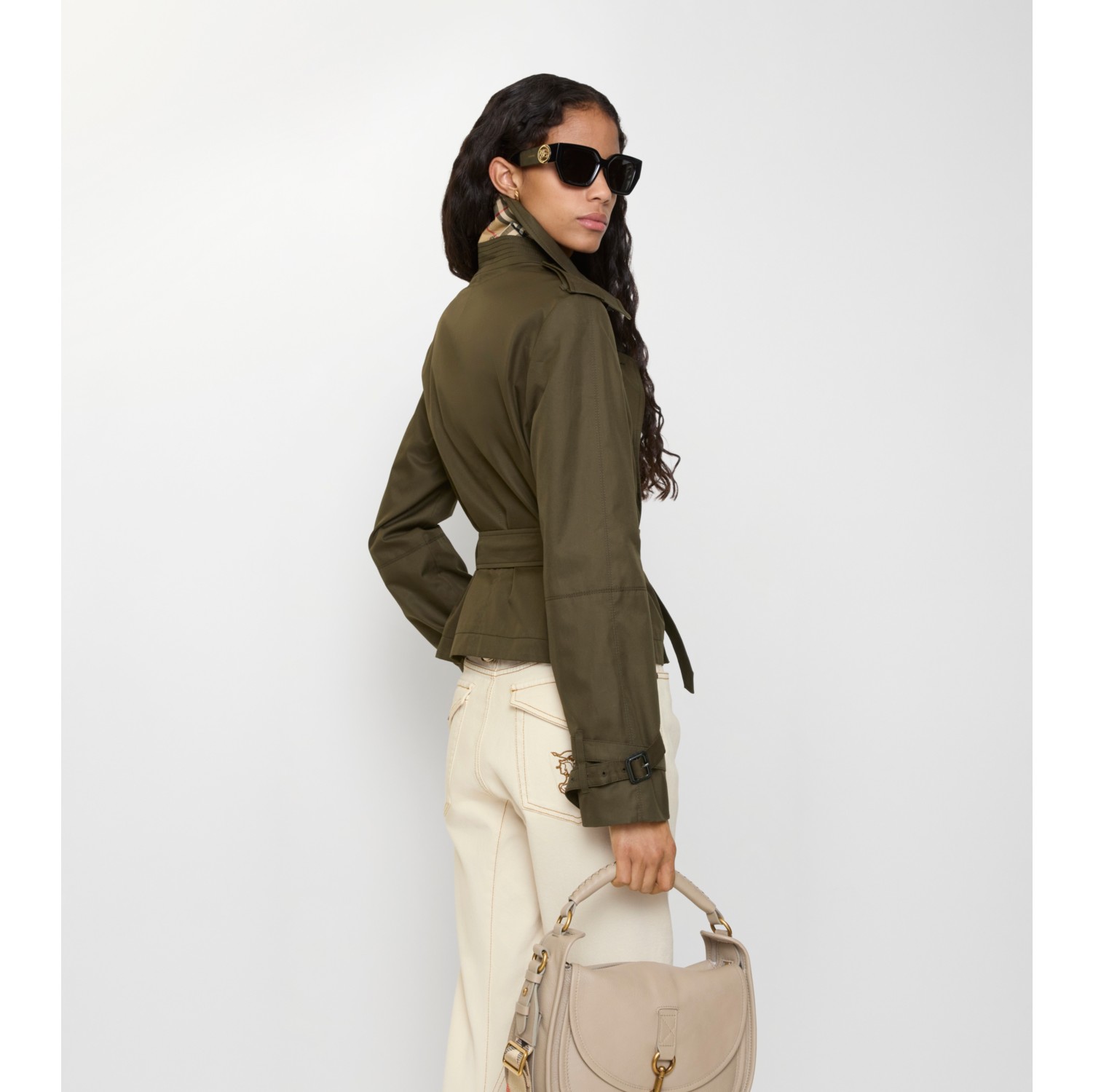 Veste trench courte en gabardine tropicale