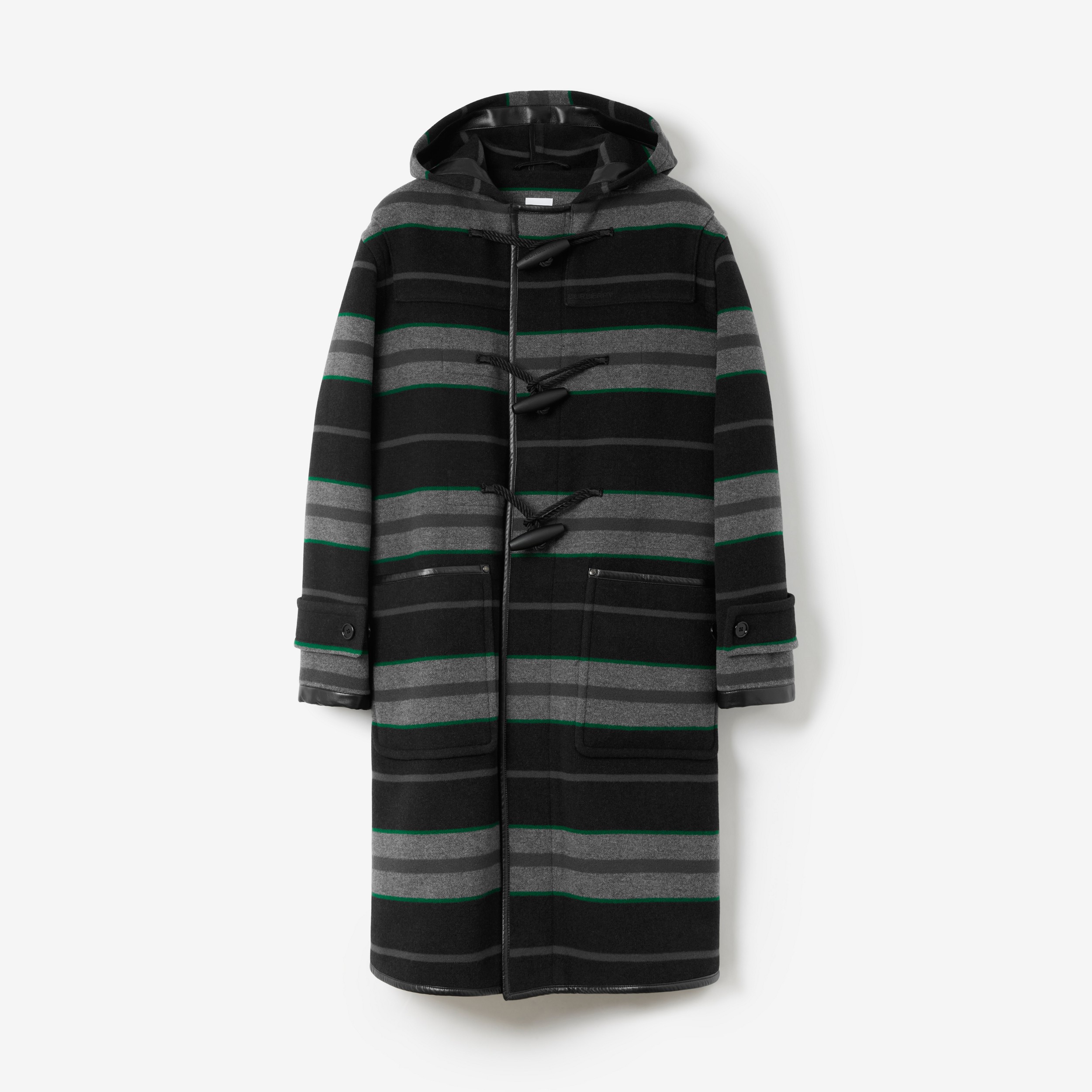 Striped Wool Oversized Duffle Coat in Dark Thunder Grey - Men | Burberry® Official - 1