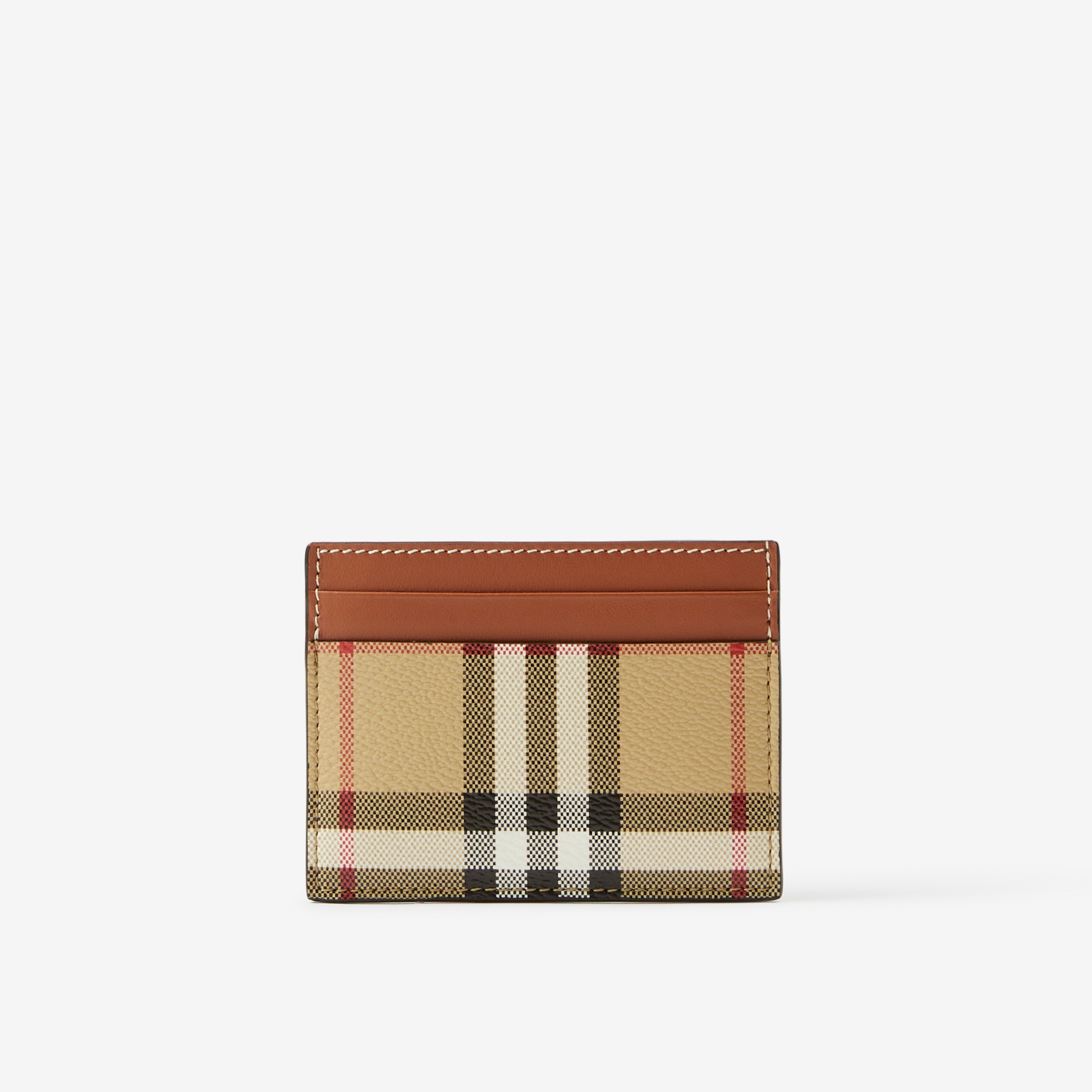 Check and Leather Card Case in Archive Beige - Women | Burberry® Official - 1