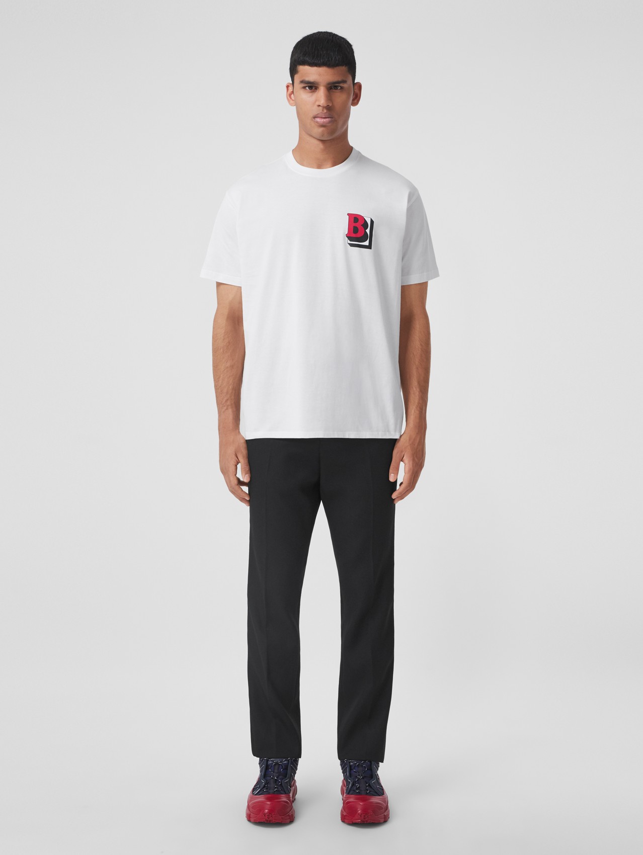 Oversize-T-Shirt aus Baumwolle mit Buchstabengrafik (Weiß)