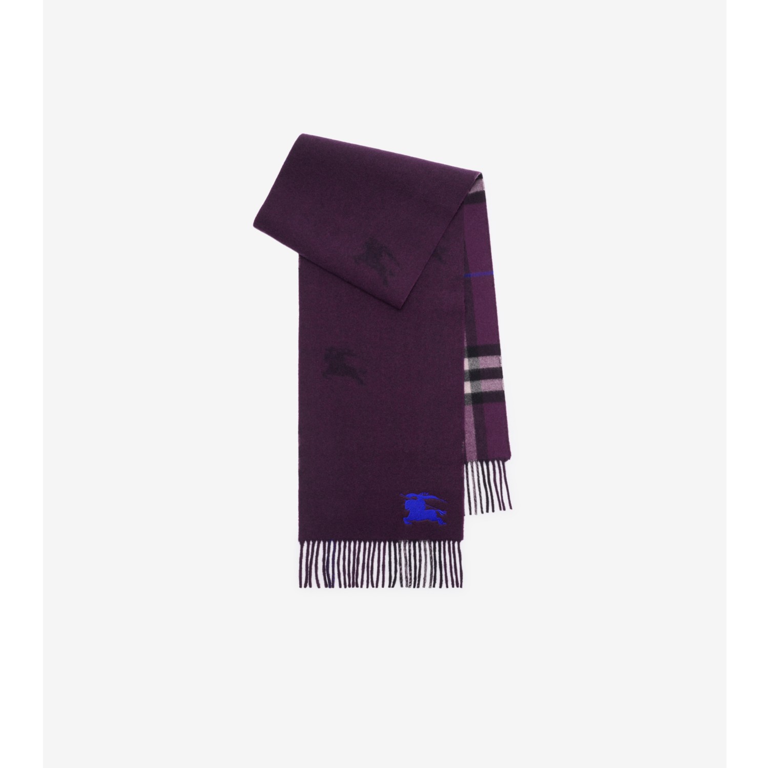 Reversible Check Cashmere Scarf in Pansy Burberry Official