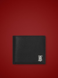 Black Grainy Leather TB Bifold Wallet
