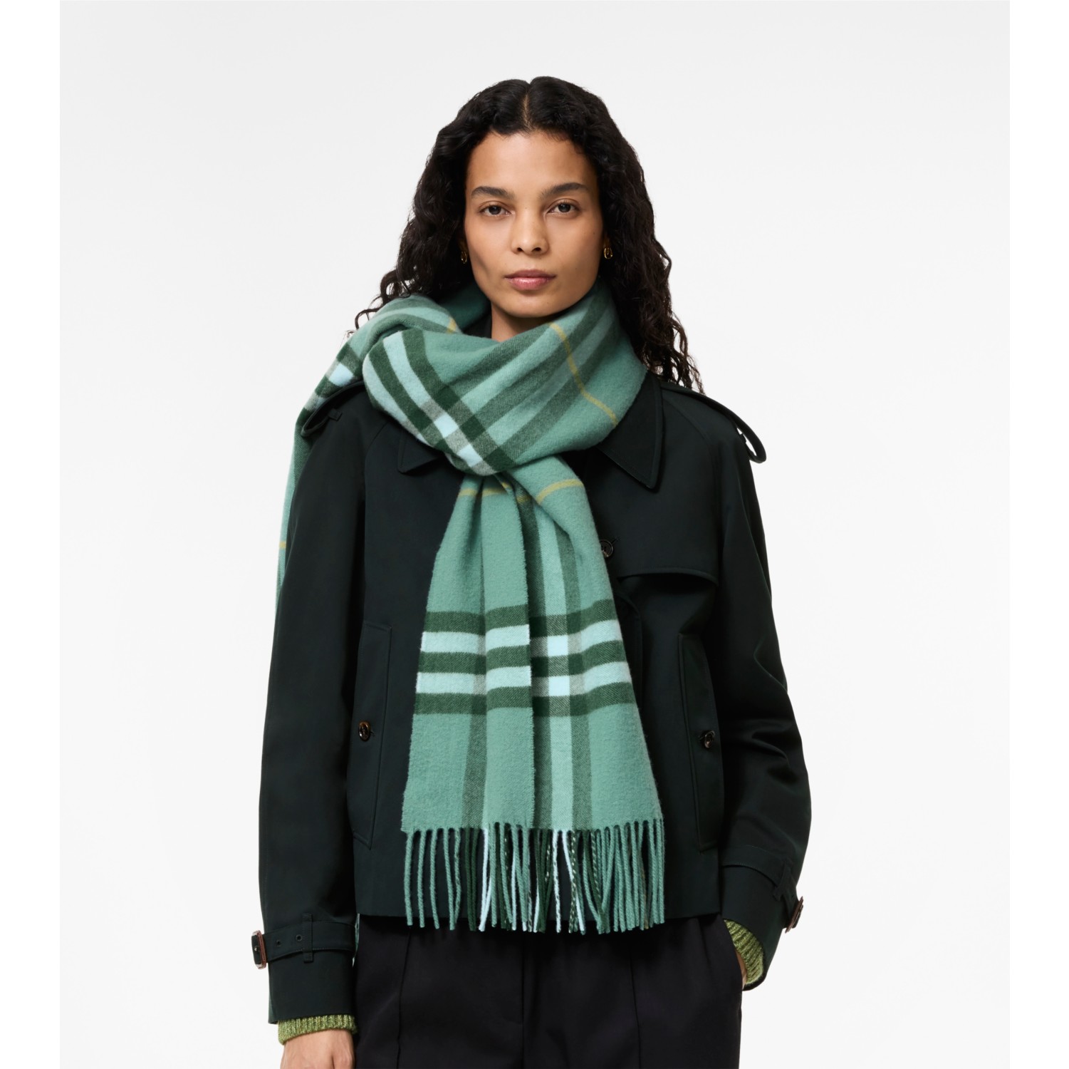 Wide Check Cashmere Scarf