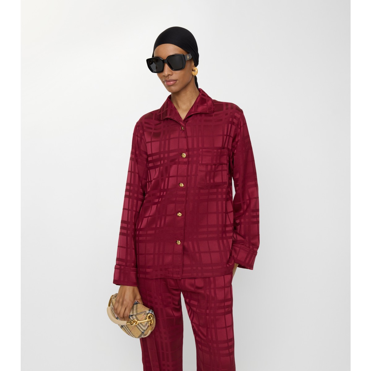  Check Silk Pyjama Shirt