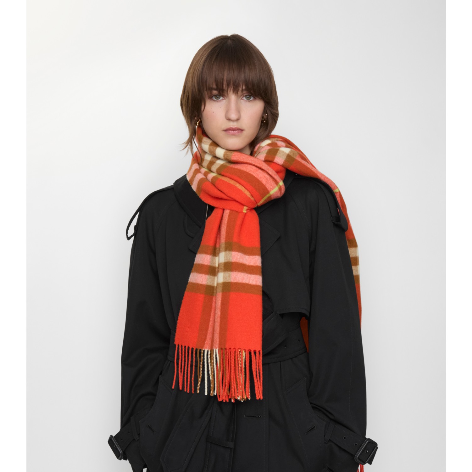Wide Check Cashmere Scarf