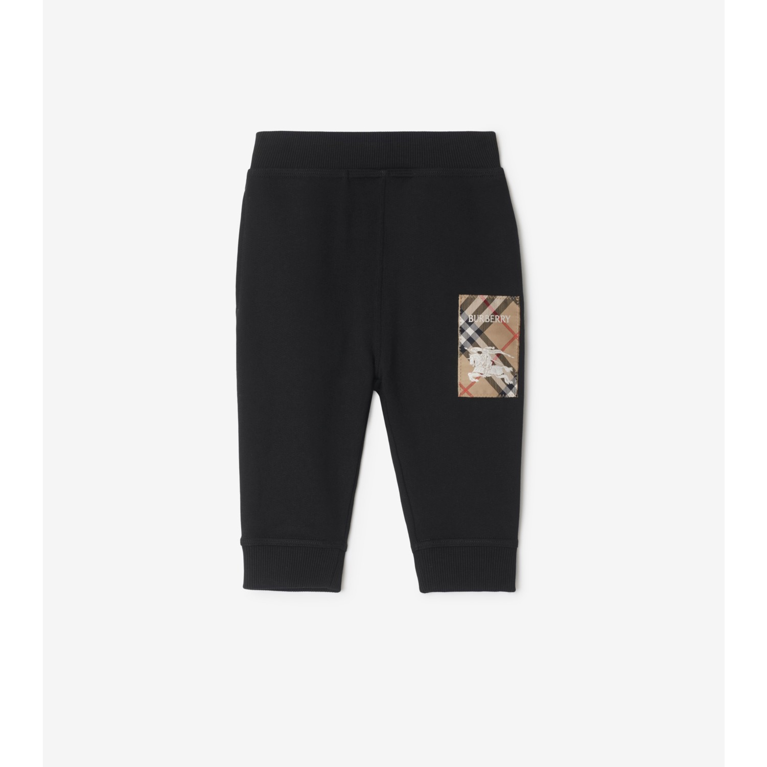 Check Label Cotton Jogging Pants in Black Burberry Official