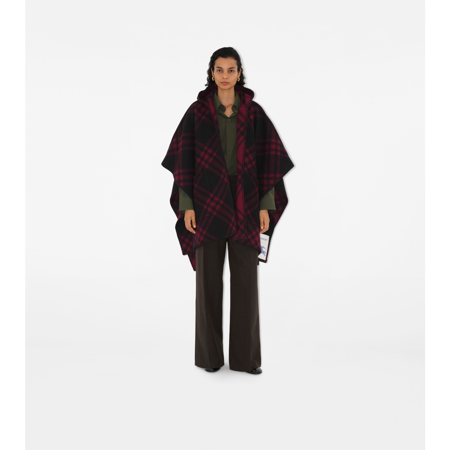 Reversible Check Wool Cape