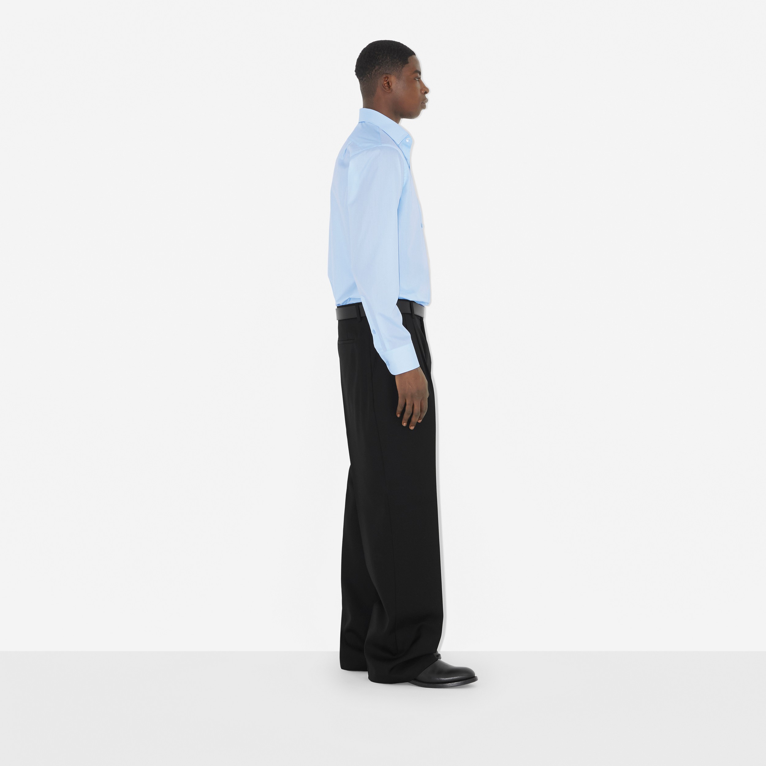 Camicia in popeline di cotone con vestibilità slim (Azzurro Pallido) - Uomo | Sito ufficiale Burberry® - 3