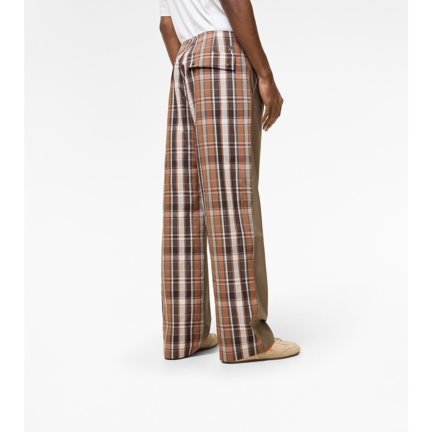 Tropical Gabardine and Check Chinos in Finch brown - Men