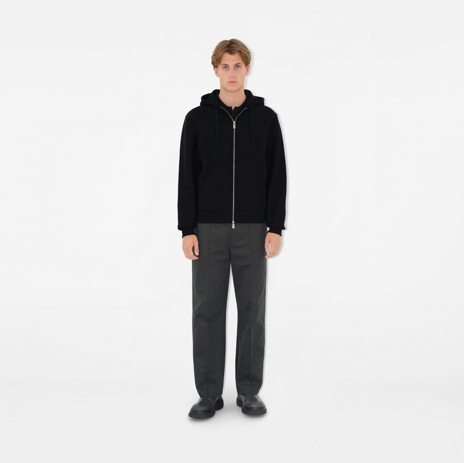 Logo Cotton Blend Zip Hoodie in Coal - Men | Burberry® Official Logo Cotton Blend Zip Hoodie in Coal - Men | Burberry® Official