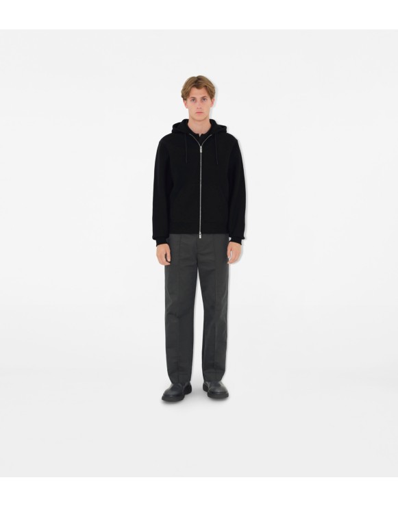 Hoodie zippé en coton mélangé avec logo