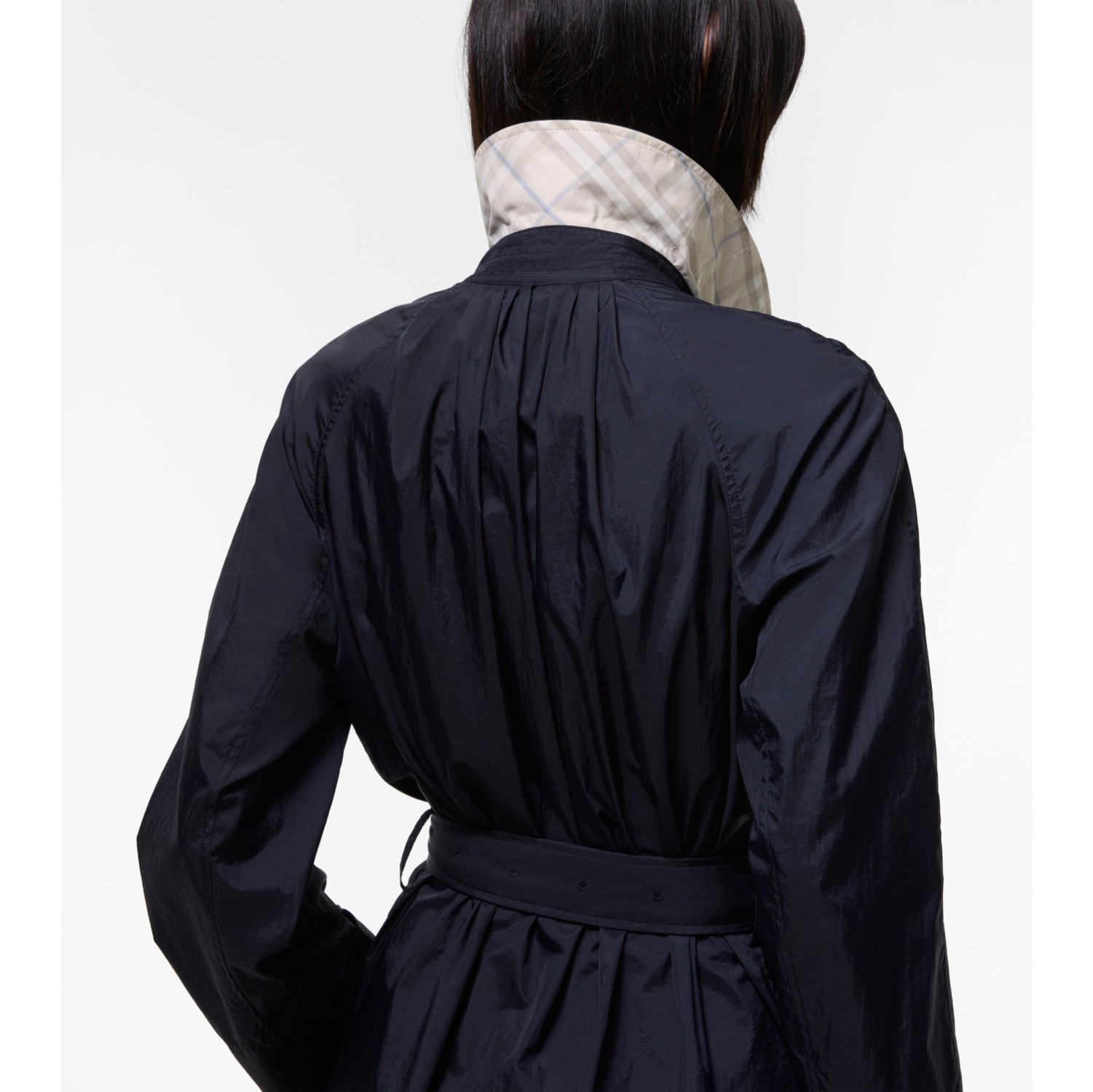 Long Belted Nylon Tickhill Car Coat in Navy - Women | Burberry