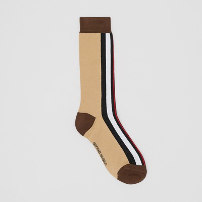 Stripe Intarsia Cotton Blend Socks in 