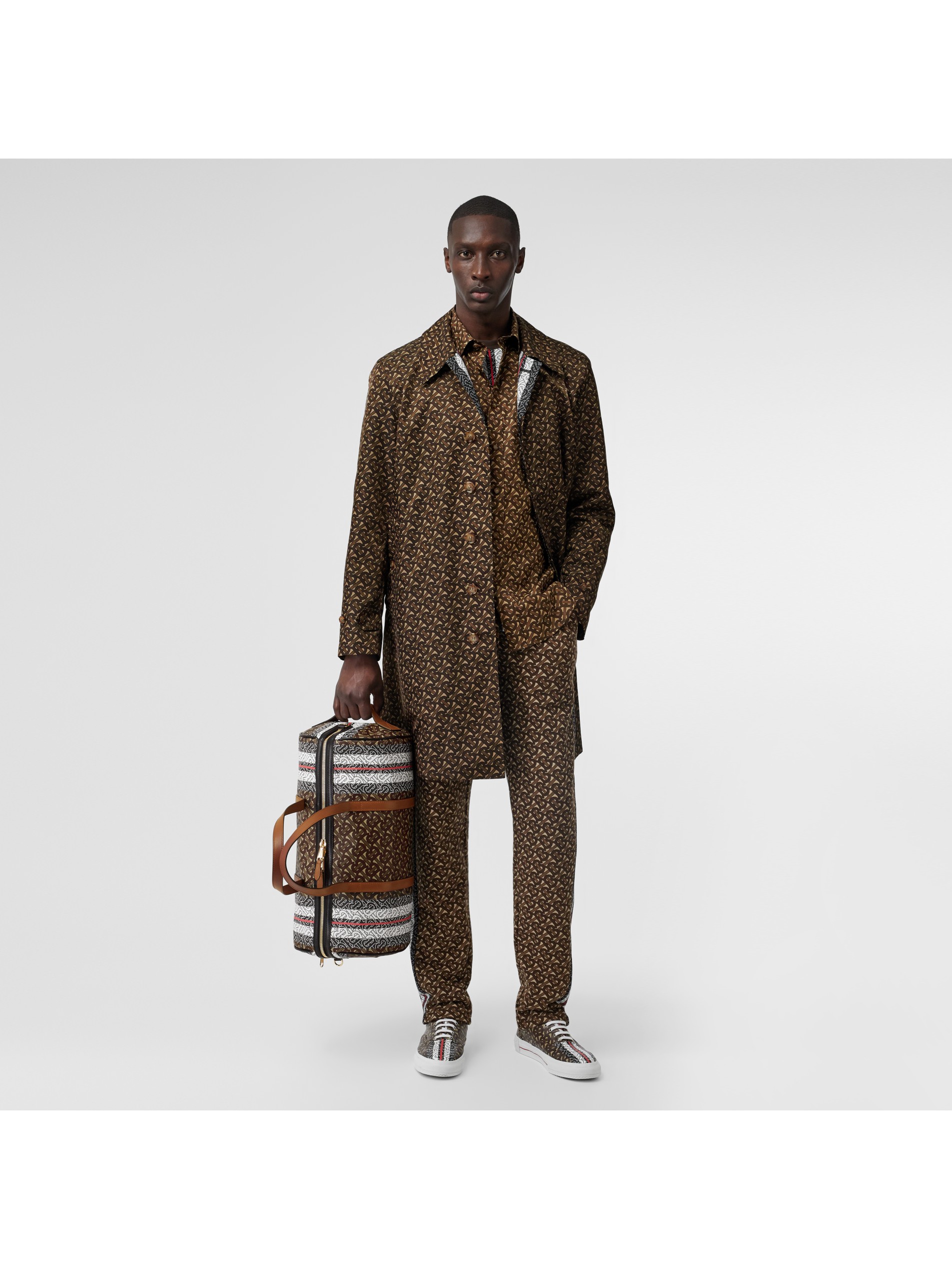 medium monogram stripe e-canvas barrel bag image71