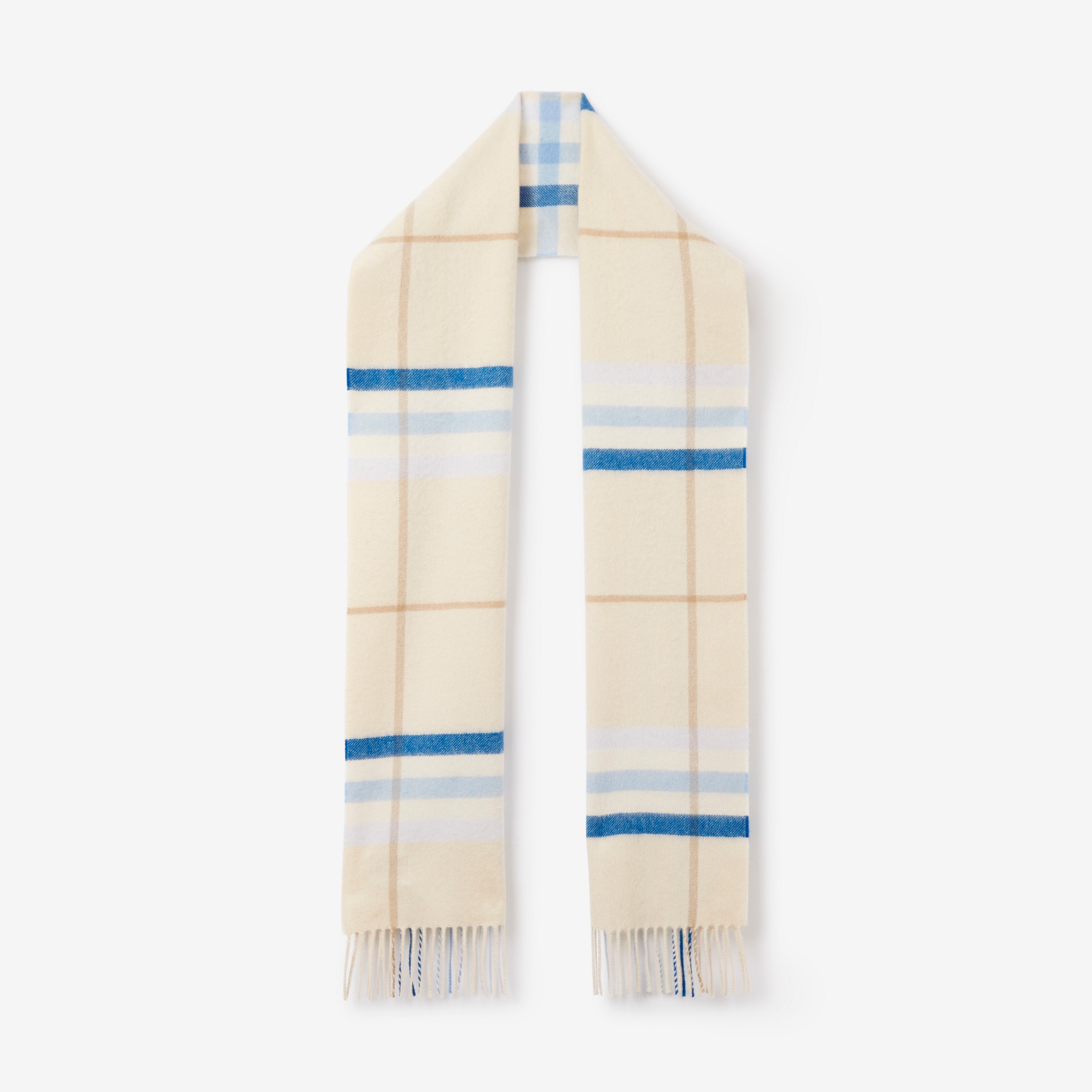 Exaggerated Check Cashmere Scarf in Tonal Blue | Burberry® Official - 1