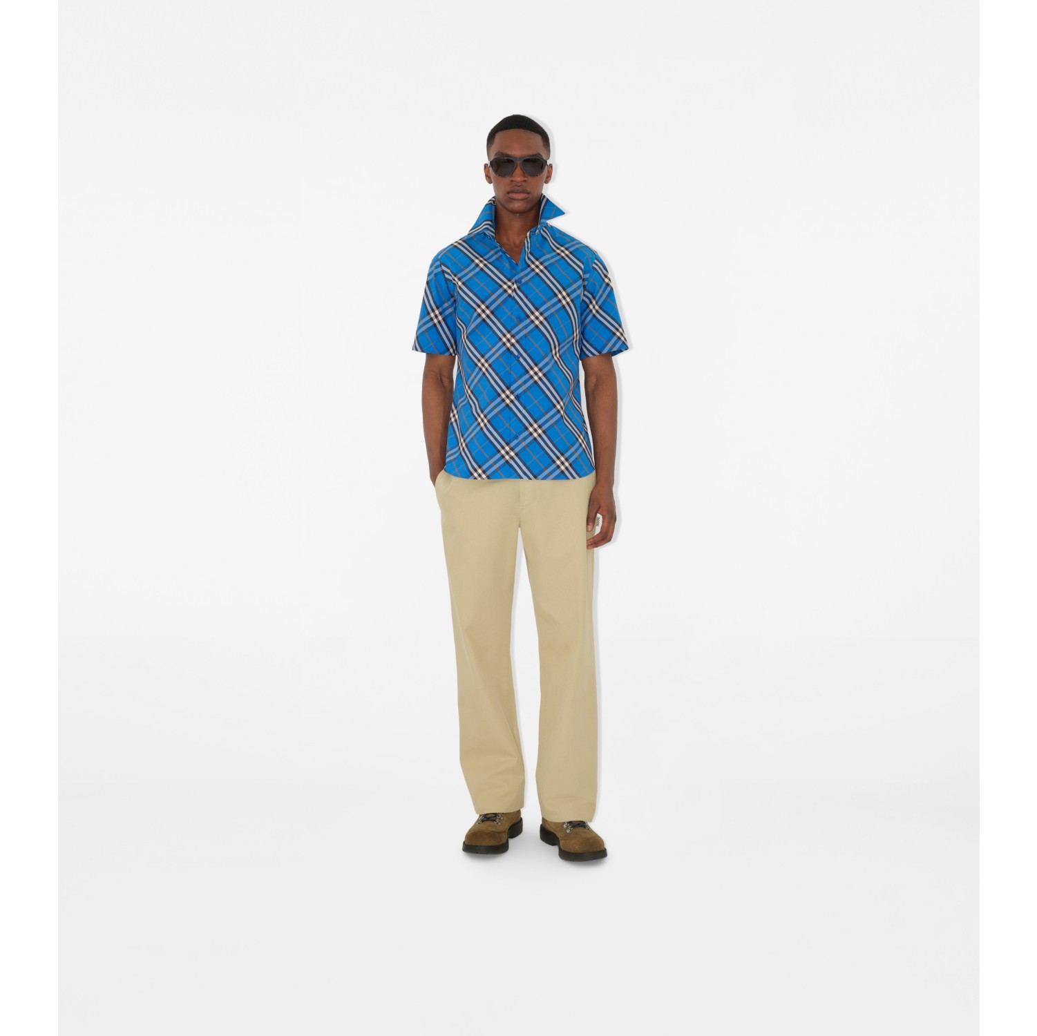 Chemise droite en coton Check