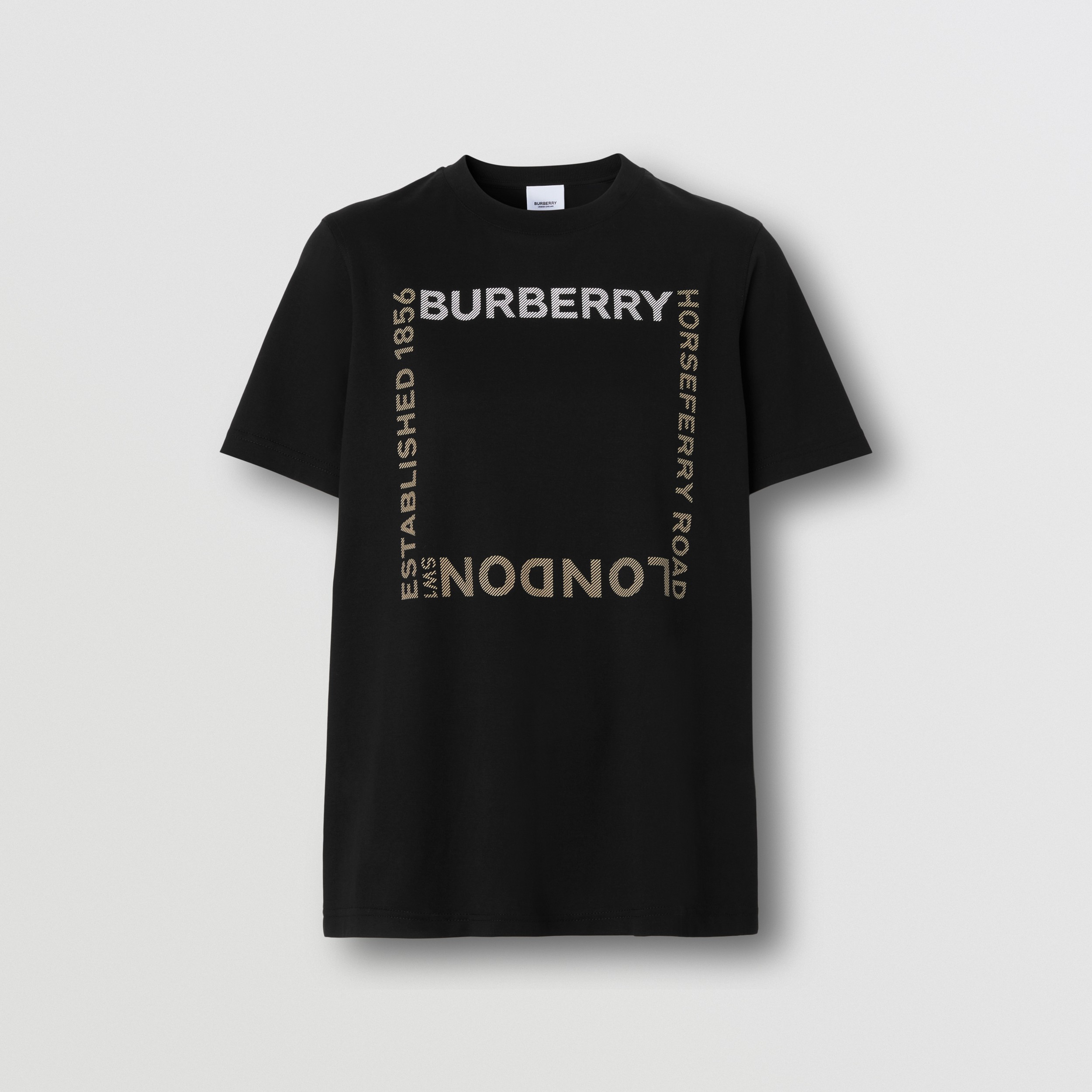 Horseferry Square Print Cotton T-shirt in Black - Women | Burberry® Official - 4