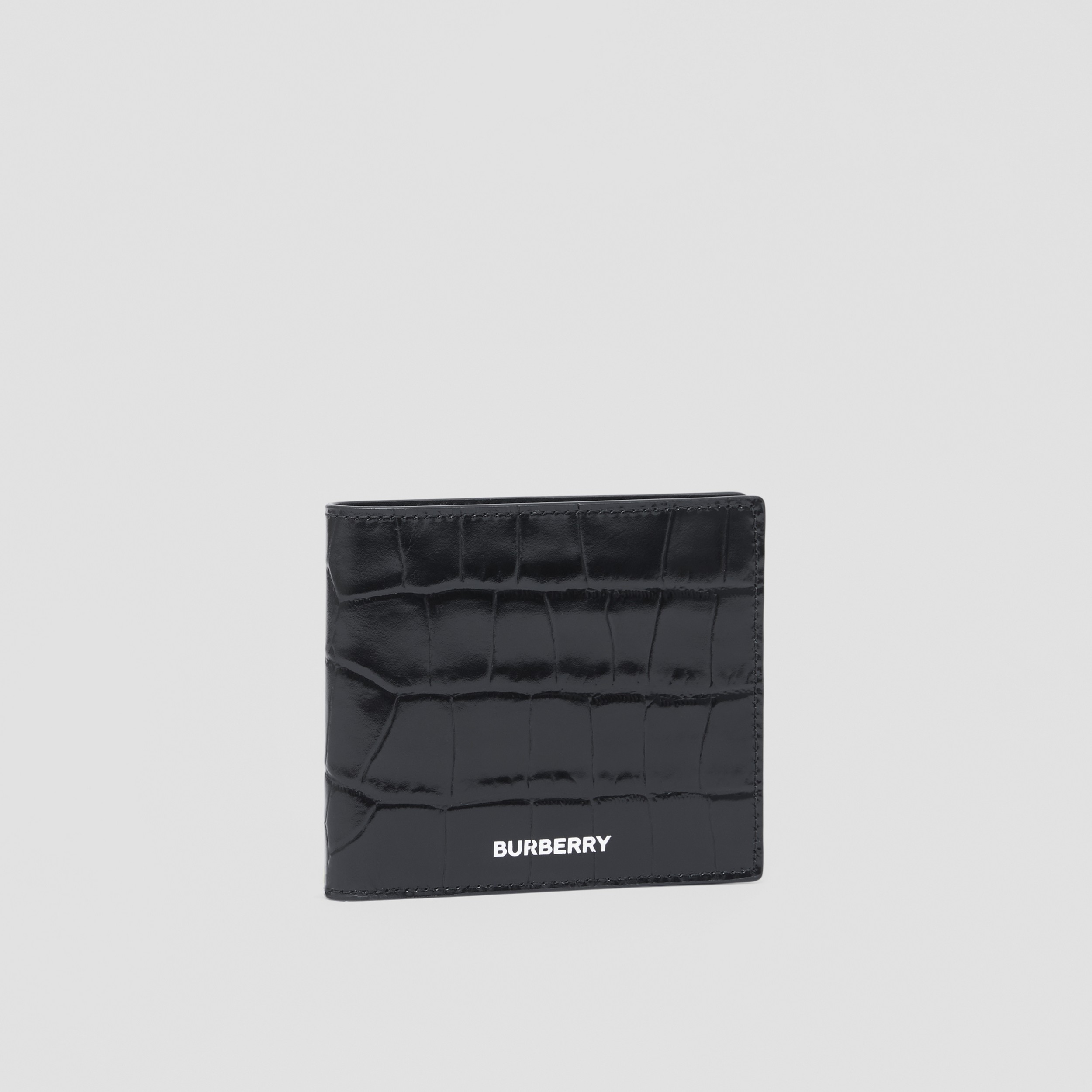 Embossed Leather Bifold Wallet in Black | Burberry® Official - 4