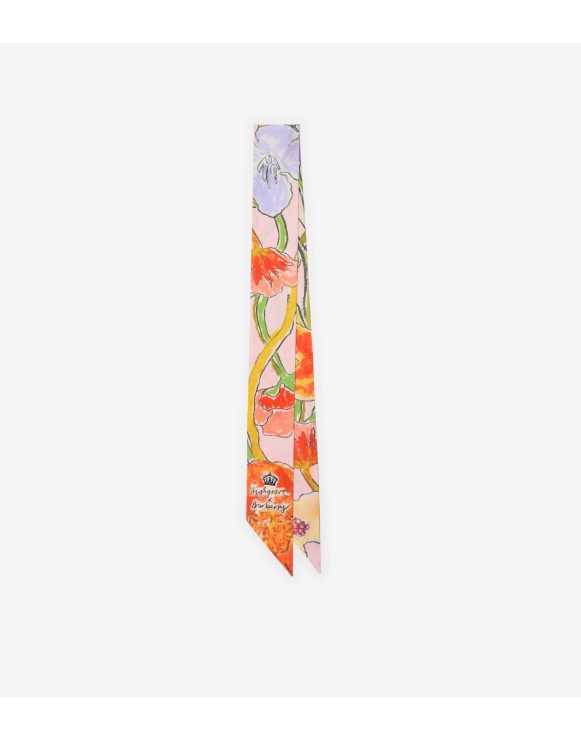 Skinny Highgrove Cascading Flowers Silk Scarf
