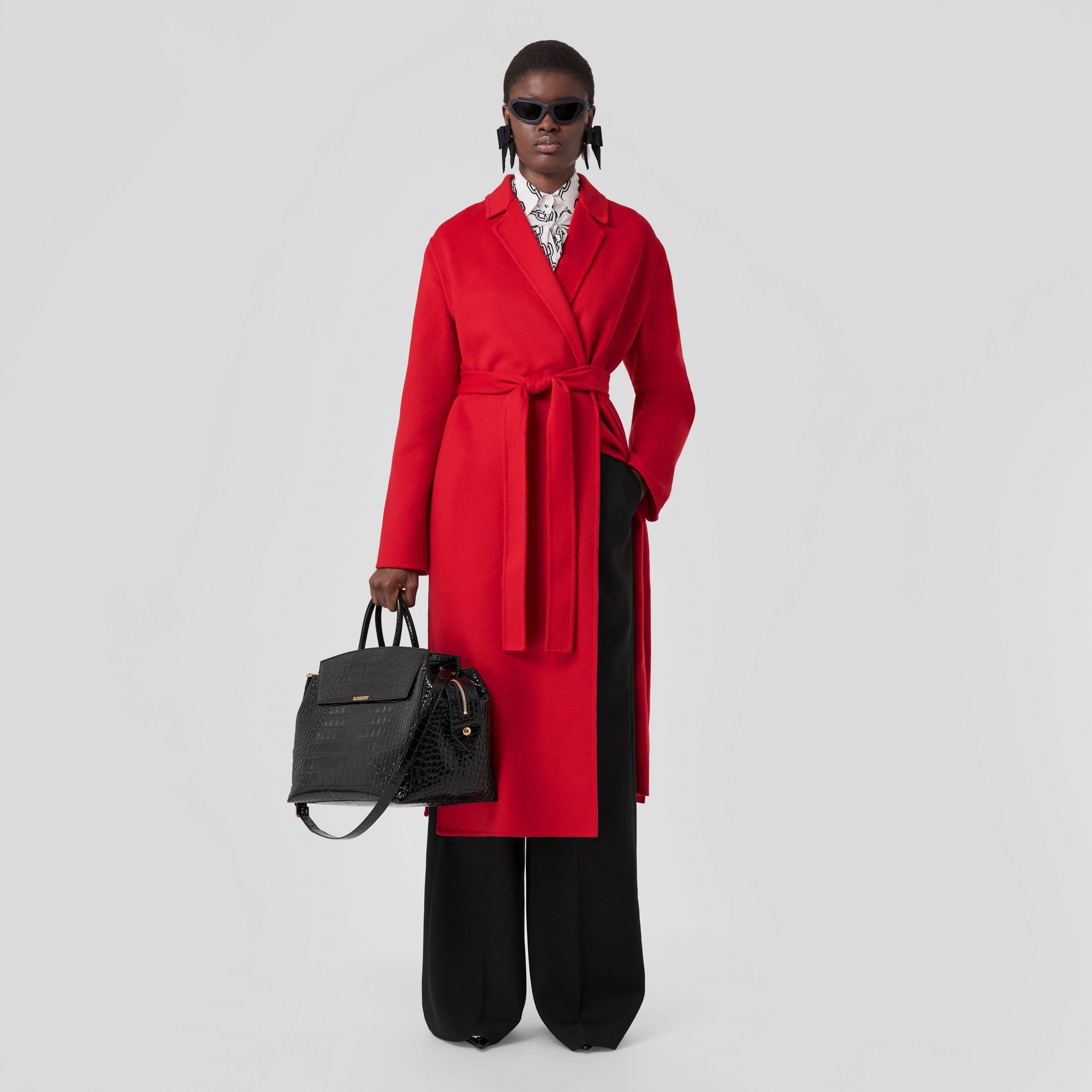 Mantel aus doppelseitig gewebtem Kaschmir (Leuchtendes Rot) - Damen | Burberry® - 4