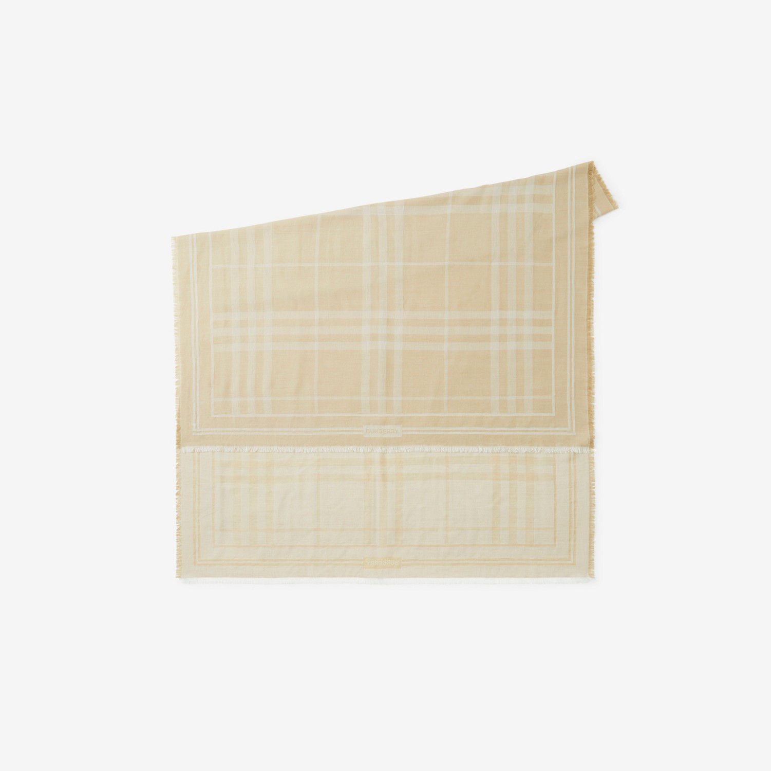 格纹棉毛混纺丝巾 (典藏米色) | Burberry® 博柏利官网