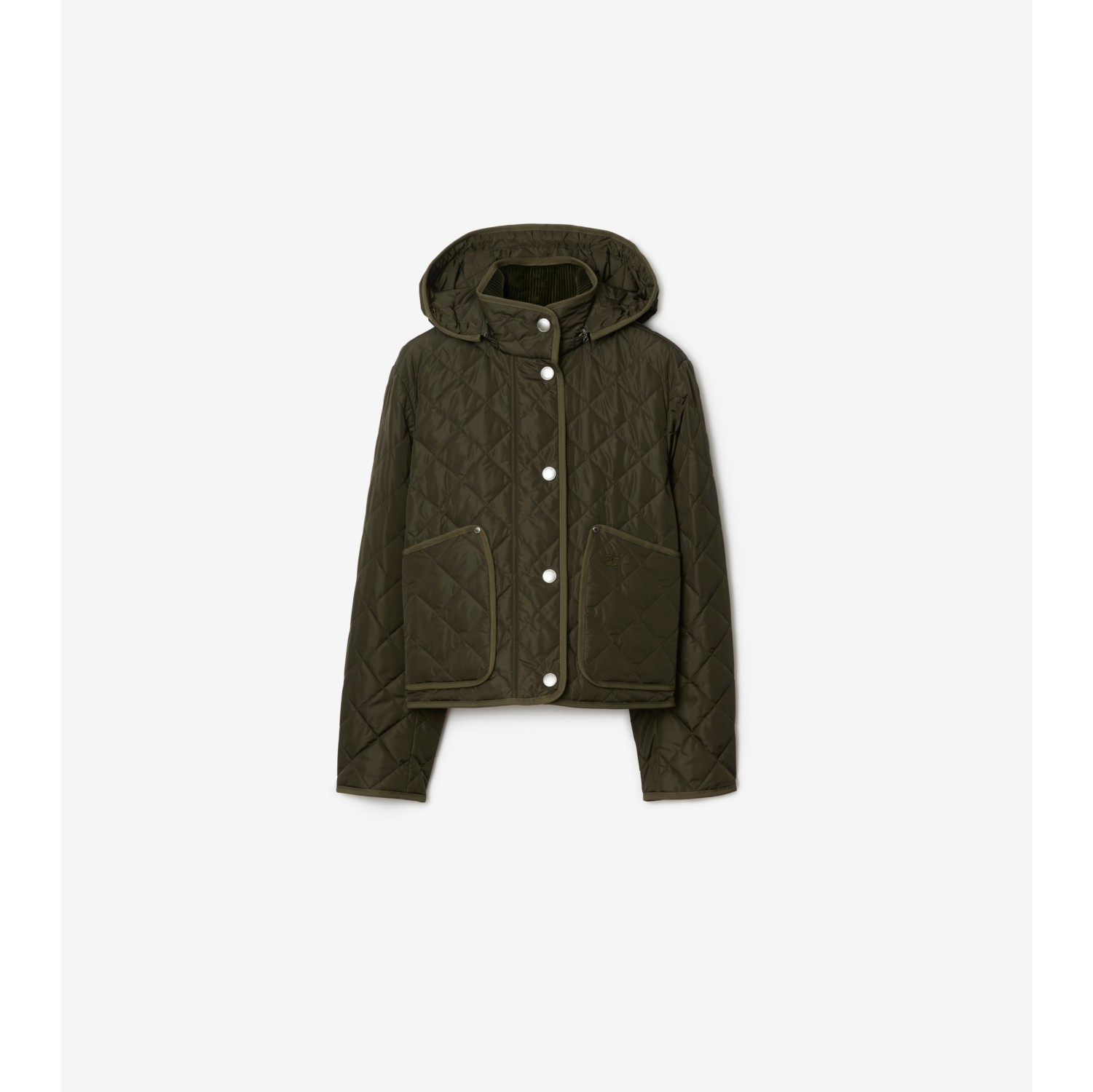 Cropped Quilted Nylon Jacket in Dark military khaki - Burberry