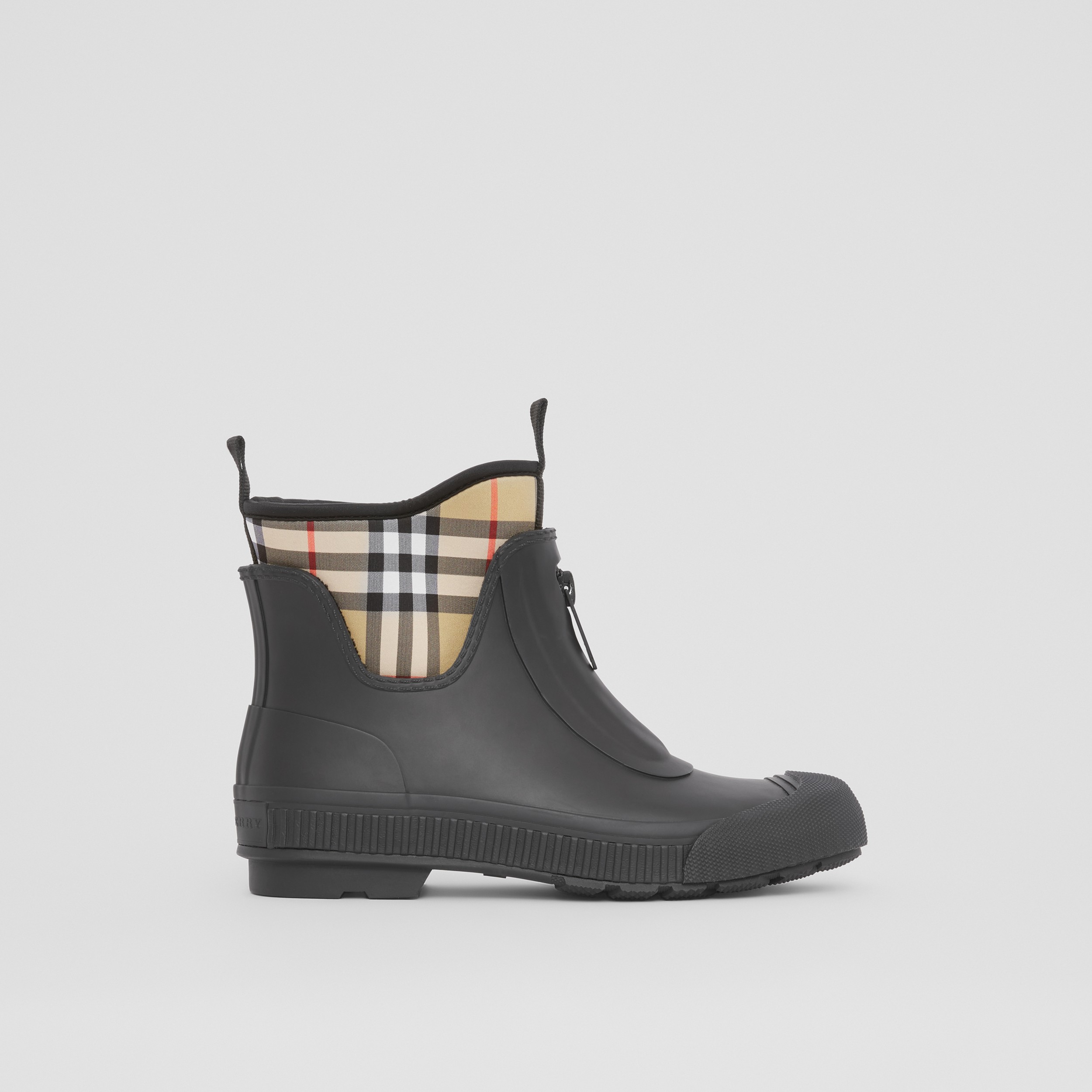 Vintage Check Neoprene and Rubber Rain Boots in Black/archive Beige - Women | Burberry® Official - 1