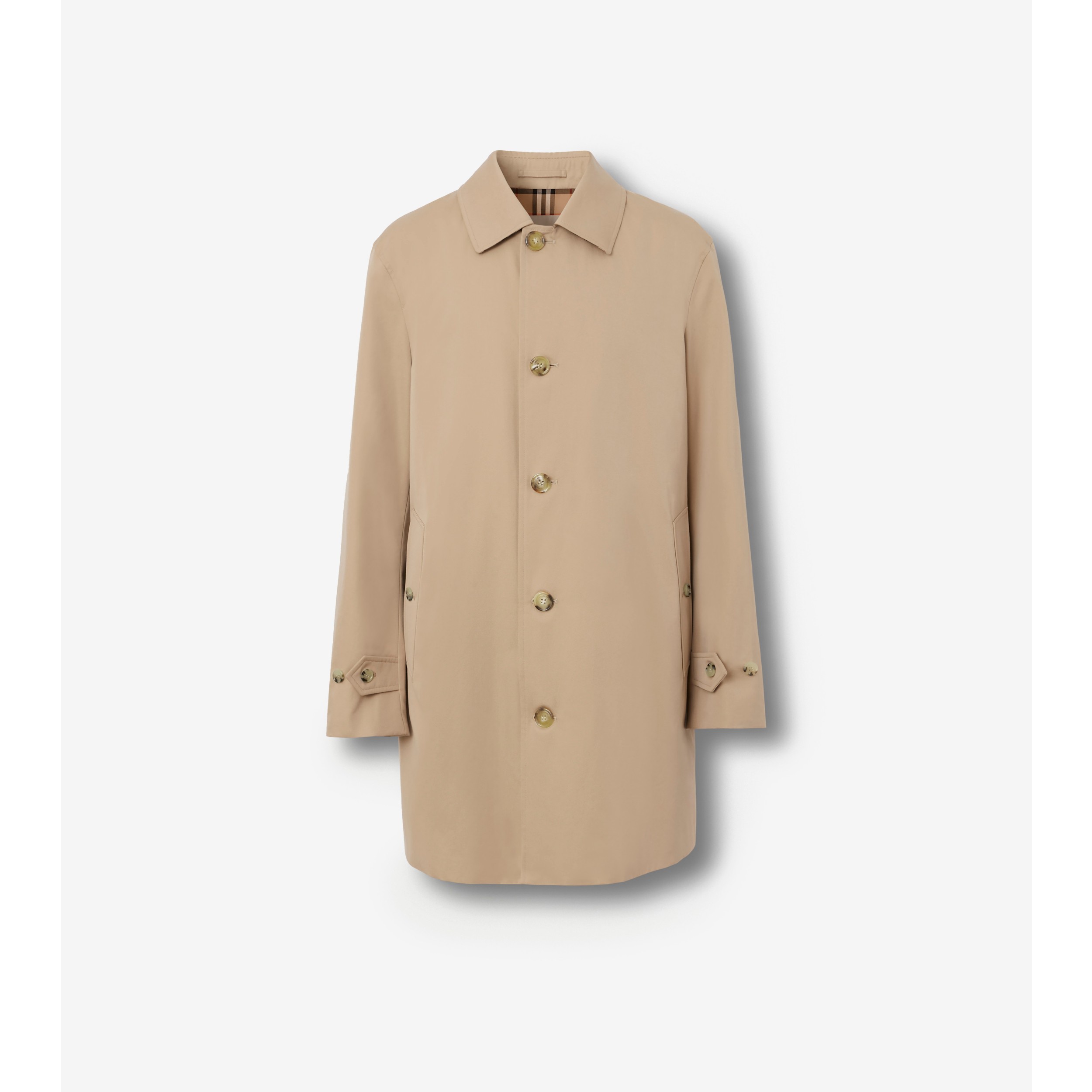 Short Paddington Heritage Car Coat in Honey Men Cotton Gabardine Burberry Official