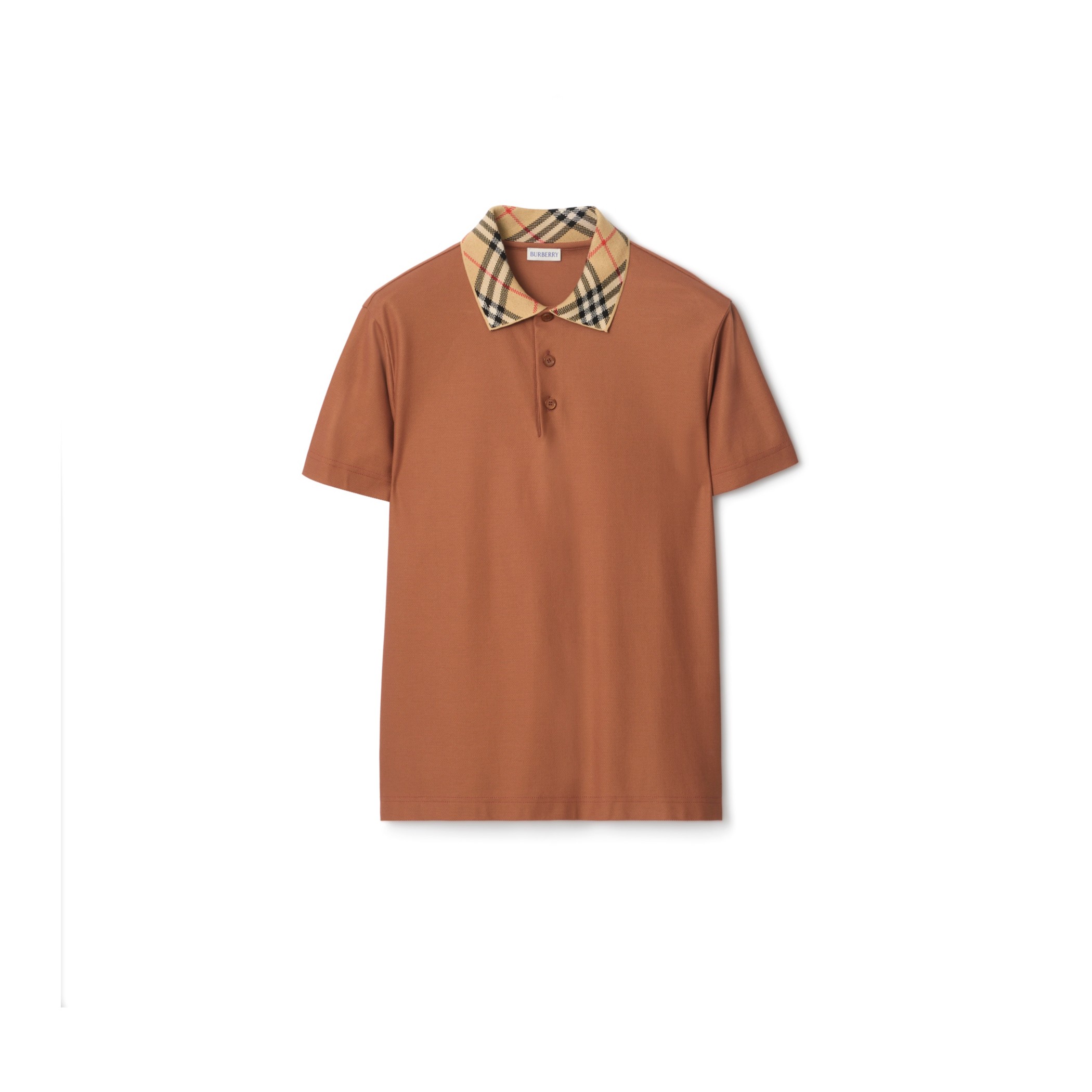 Check Collar Cotton Polo Shirt
