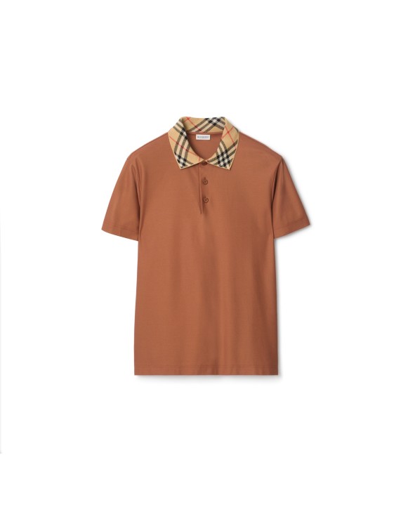 Check Collar Cotton Polo Shirt
