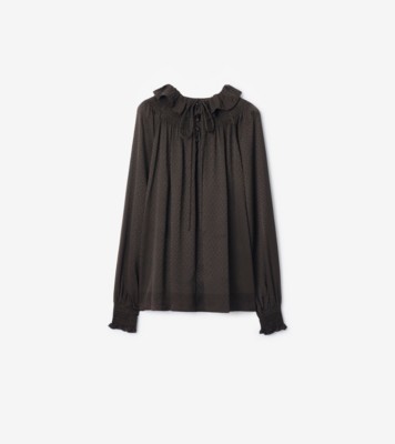 Geometric Silk Blouse in Hawk brown - Women | Burberry® Official