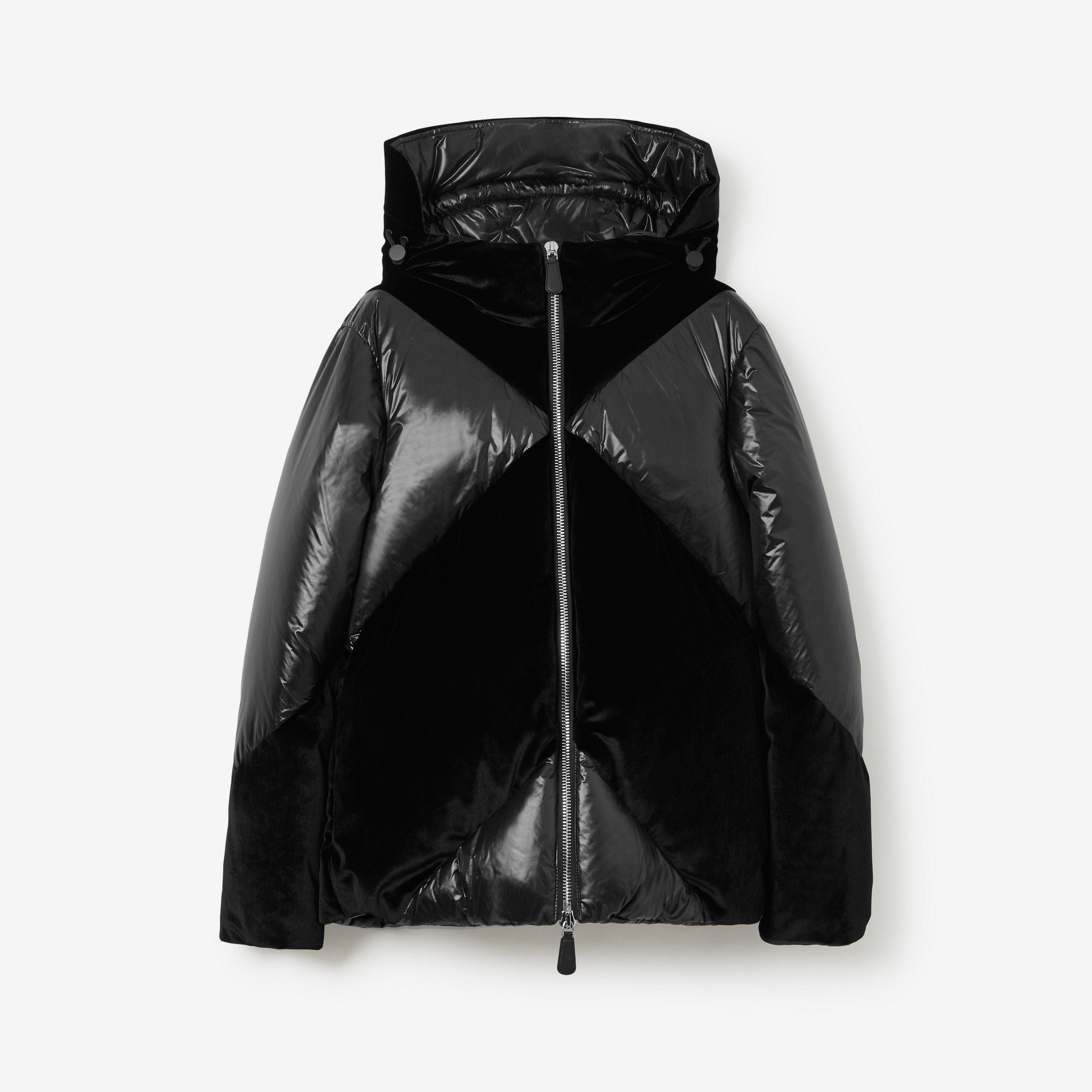 Veste à capuche rembourrée à rayures chevrons (Noir) - Femme | Site officiel Burberry® - 1