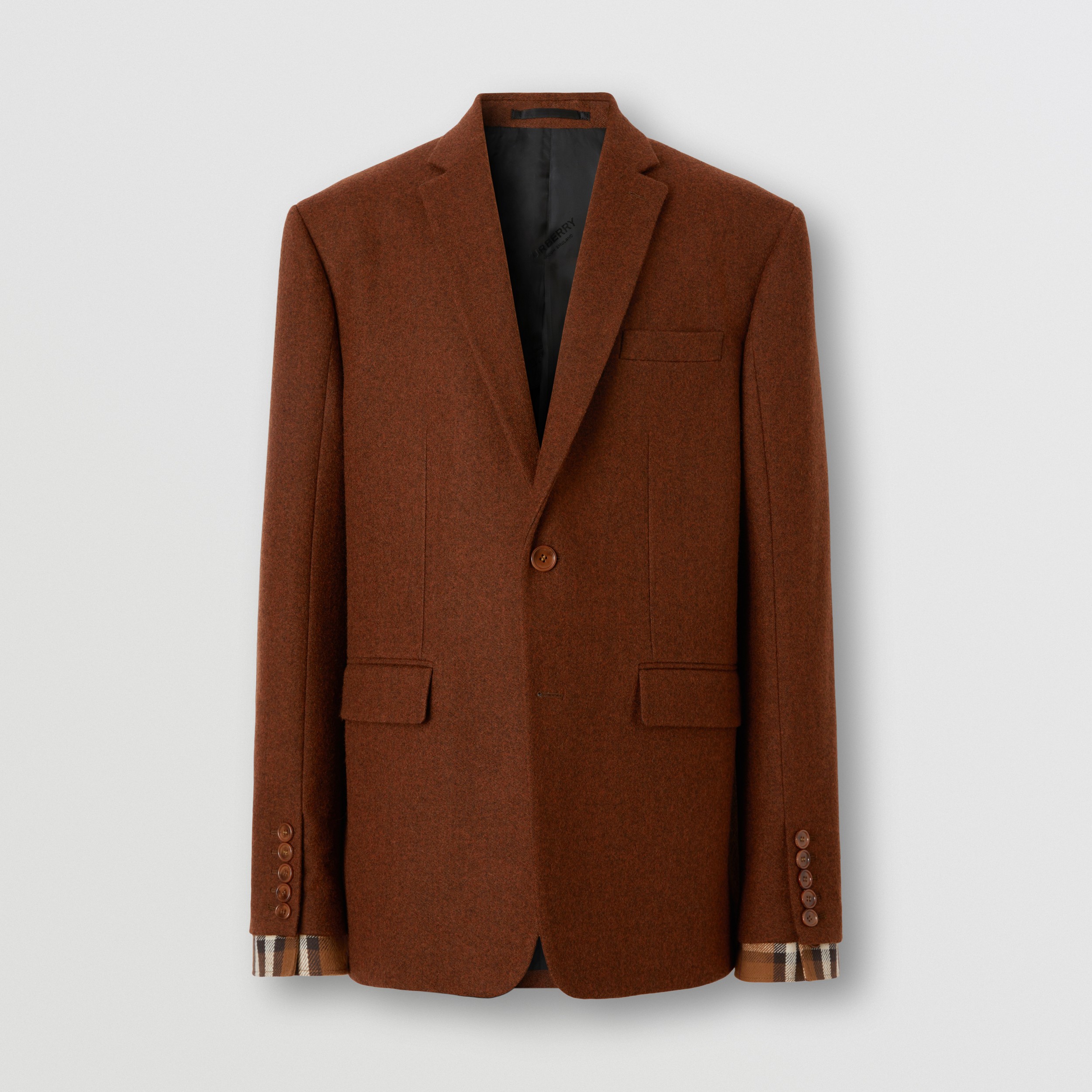 Check Detail Wool Tailored Jacket in Rust Melange - Men | Burberry® Official - 4