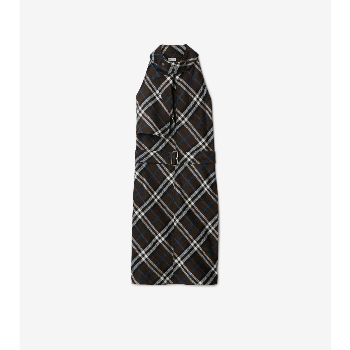 Shop Burberry Check Wool Silk Dress In Snug