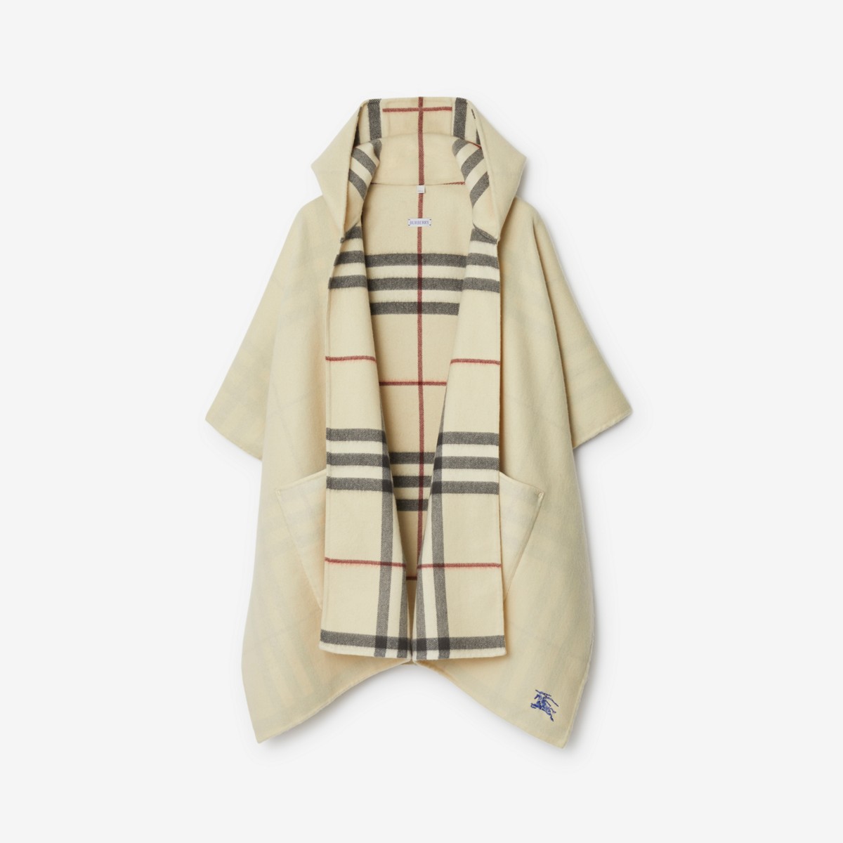 Shop Burberry Ekd Cashmere Hooded Cape In Stone