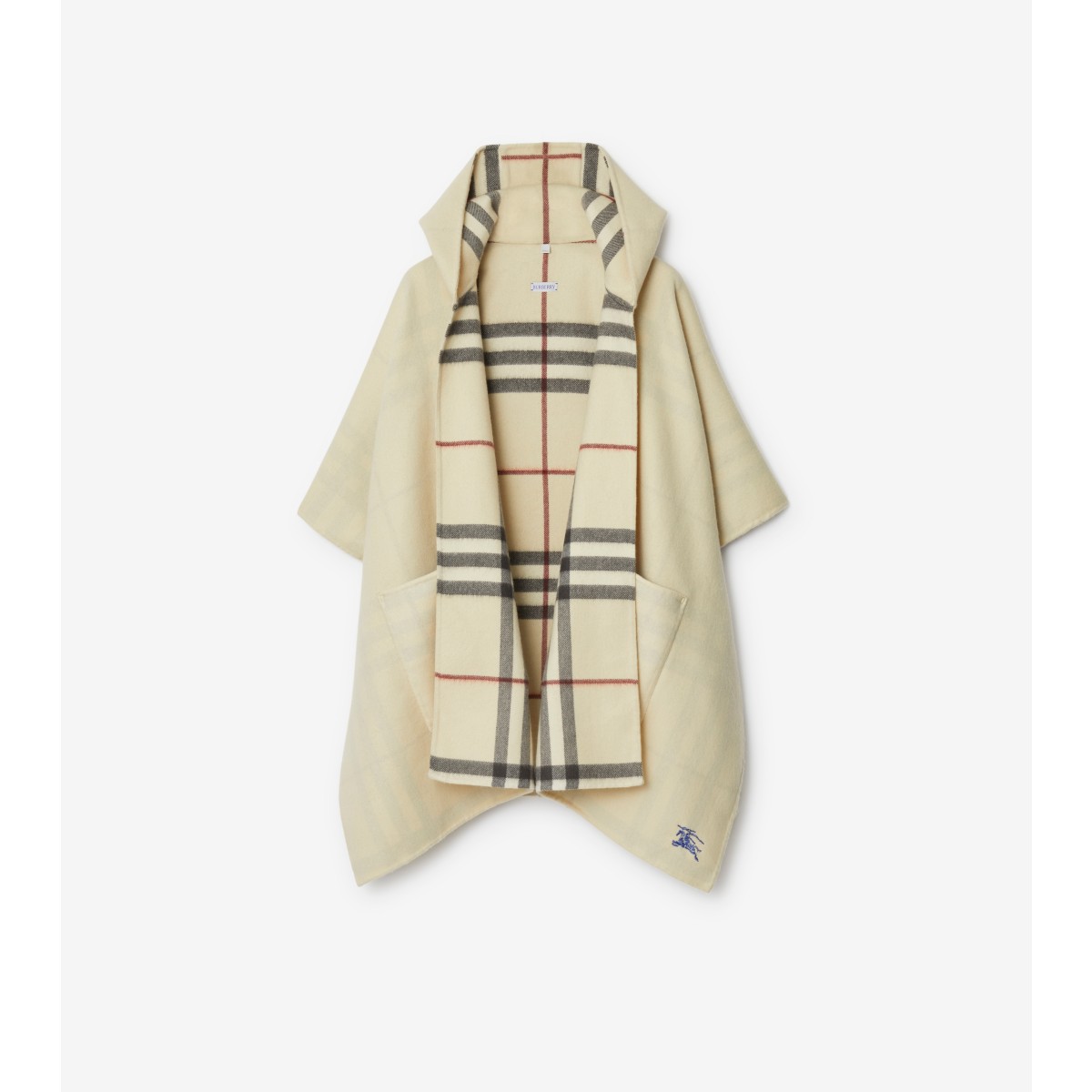 Burberry Ekd-embroidered Cashmere Cape In Stone